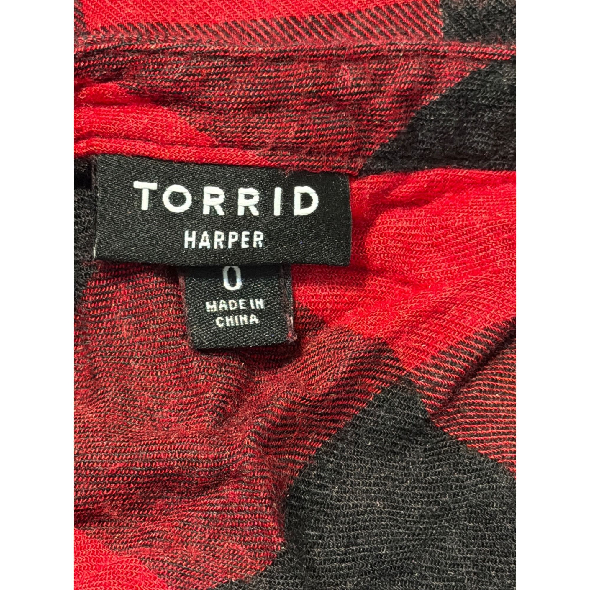 Torrid Torrid Harper Red Black Buffalo Plaid Shirt Chest Pockets 3/ Size L / US 10 / IT 46 - 6 Thumbnail