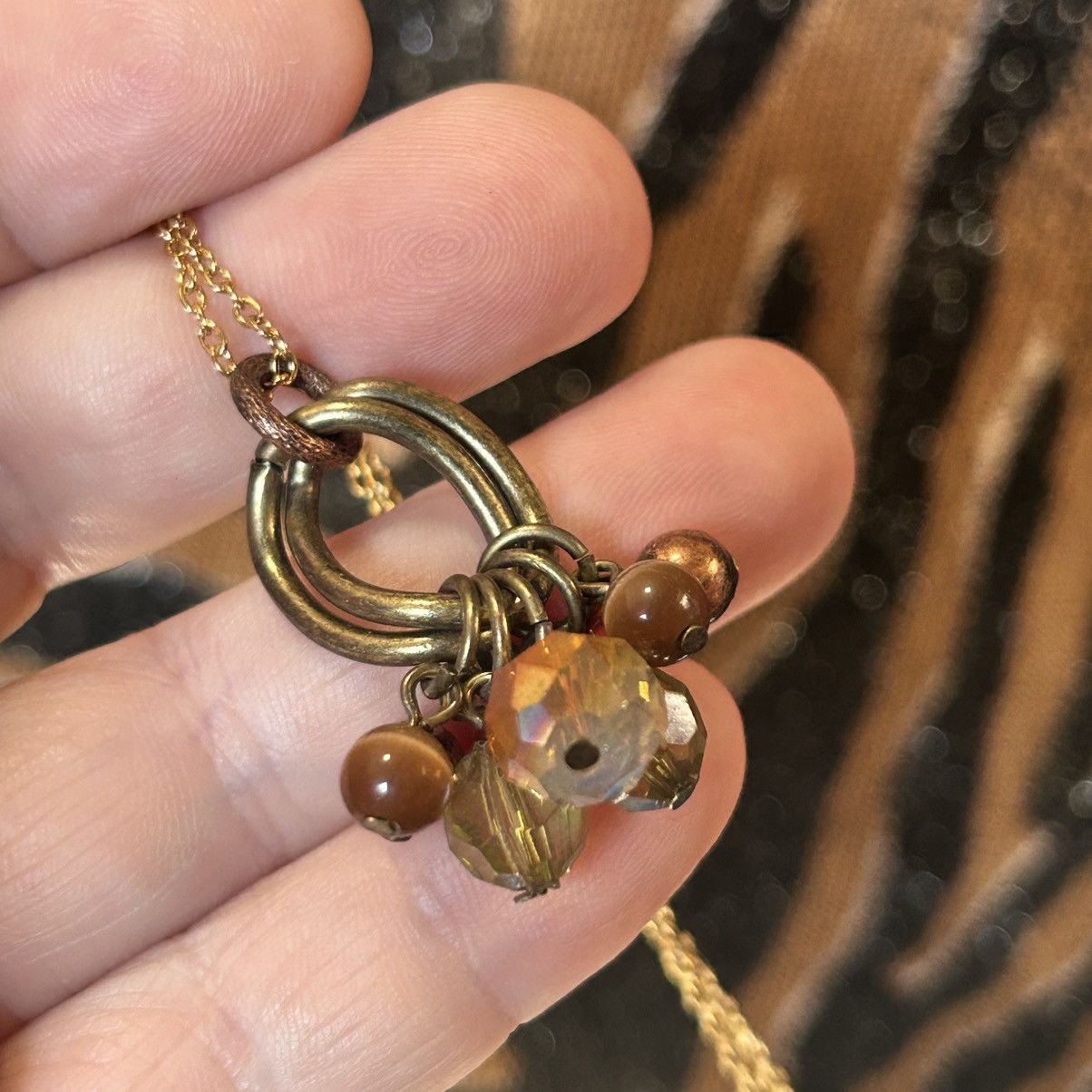 Handmade Handcrafted vintage beaded cluster pendant on chain necklace Size ONE SIZE - 6 Thumbnail