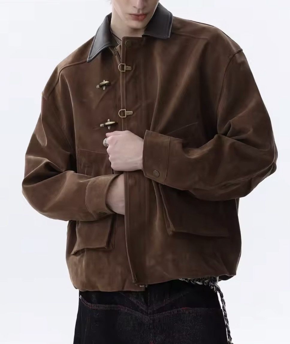 Japanese Brand Toggle Button Collar Pu Leather Jacket Size US XL / EU 56 / 4 - 5 Thumbnail