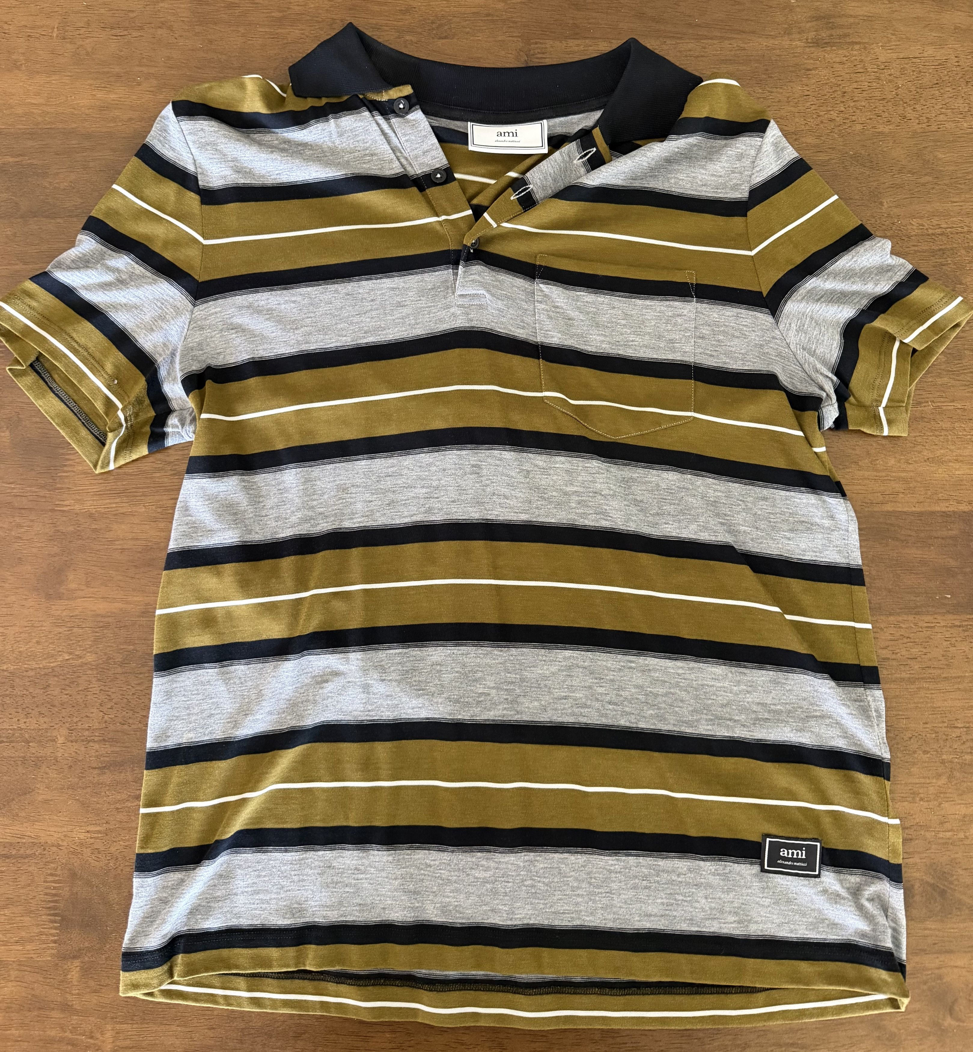 AMI AMI Alexandre Mattiussi Green Striped Polo Size US M / EU 48-50 / 2 - 1 Thumbnail