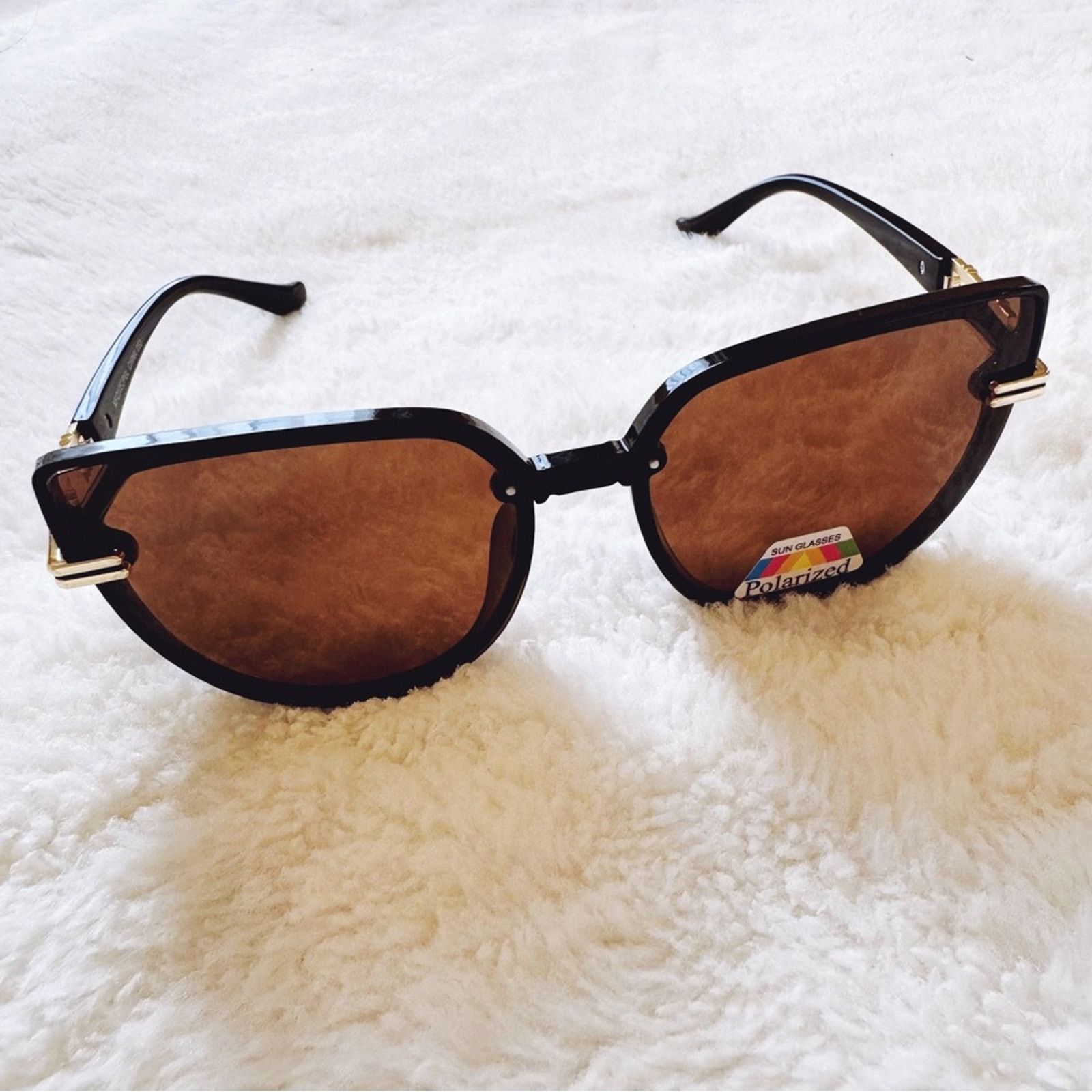 Other Genevieve Clear Brown & Black Rimless Polarized Sunglasses Size ONE SIZE - 7 Thumbnail