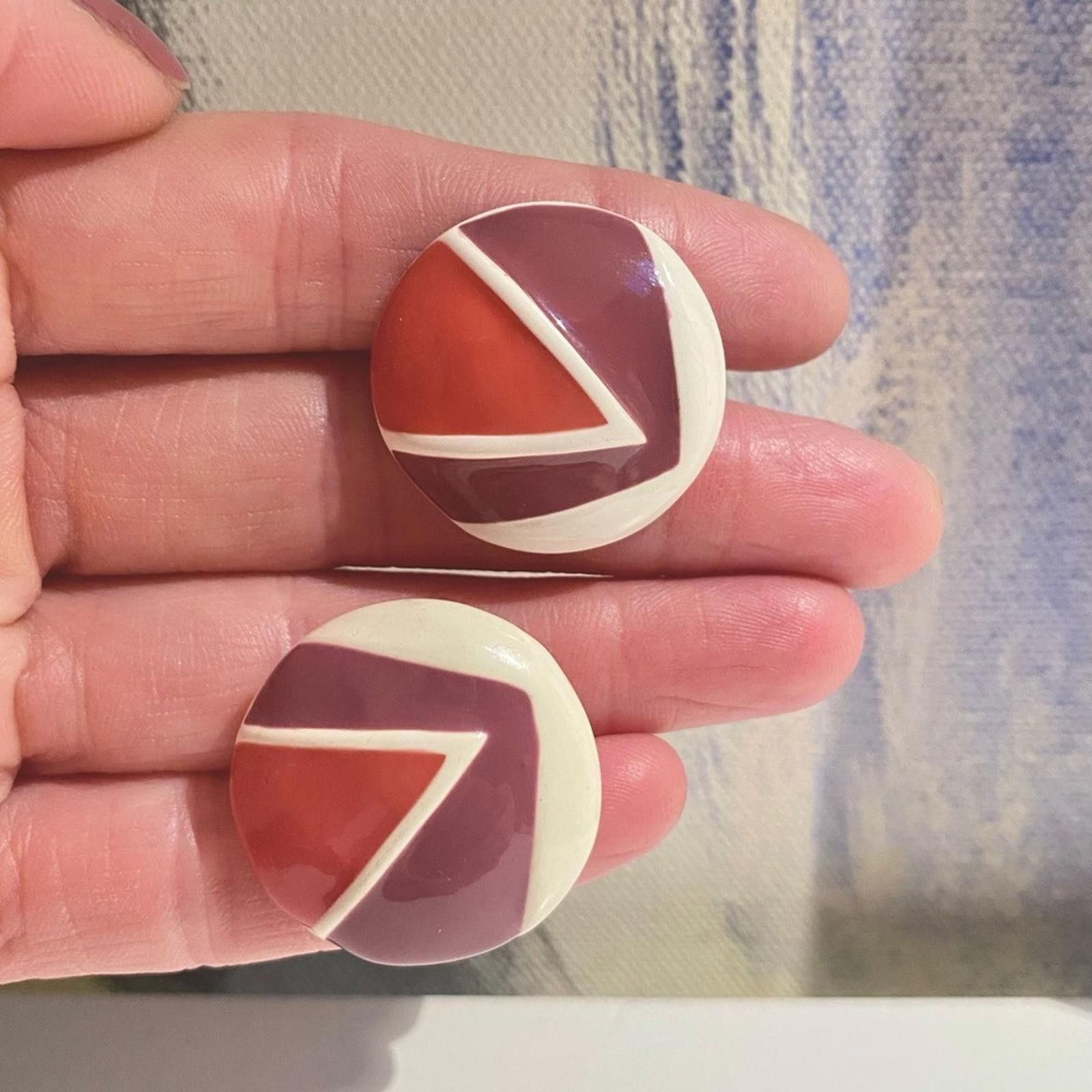 Other RARE Vintage 1980s NAPIER Geometric Enamel Button Earrings Size ONE SIZE - 5 Thumbnail