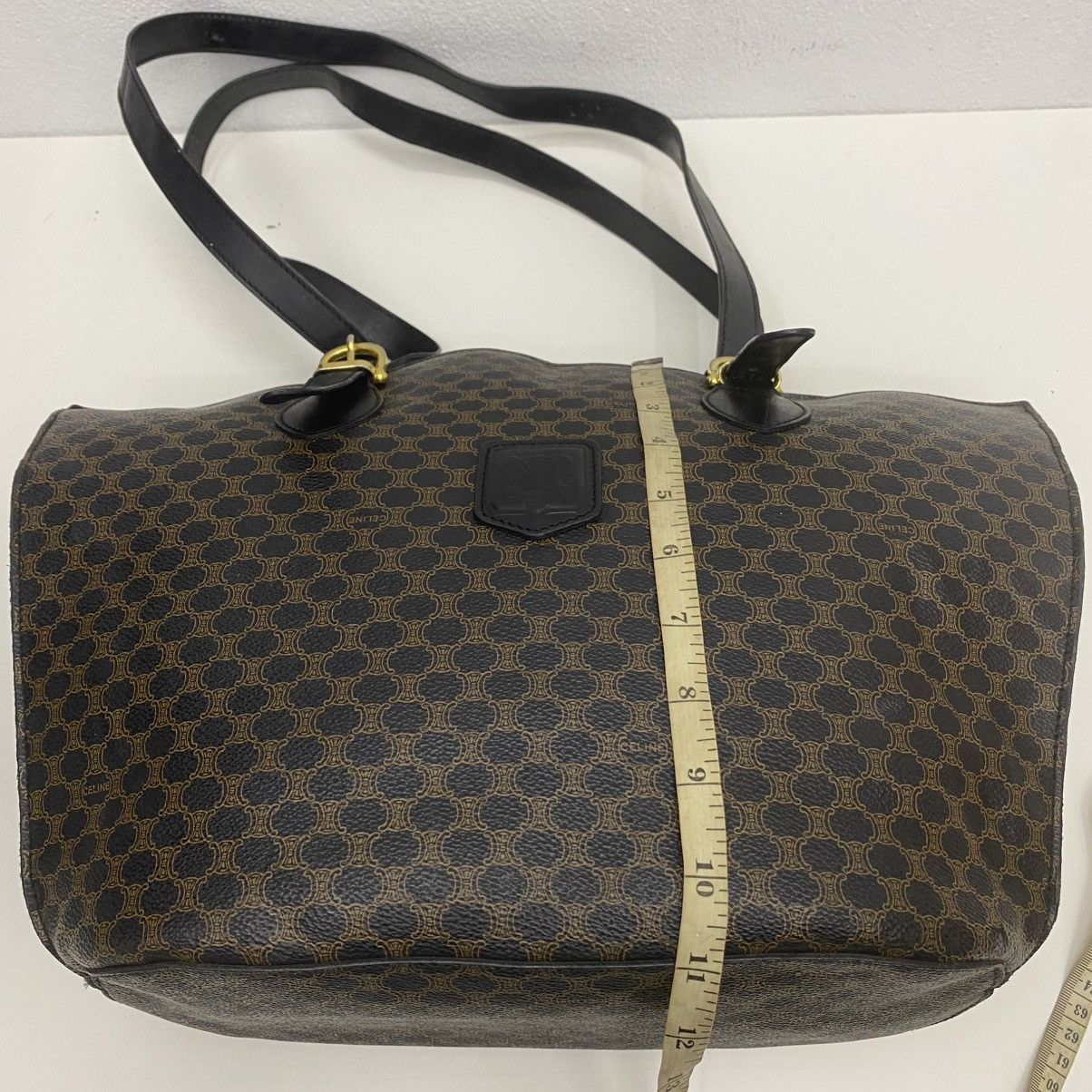 Celine ‼️LASTDROP‼️ VINTAGE CELINE MACADAM SHOULDER BAG BLACK CLOTH Size ONE SIZE - 16 Thumbnail