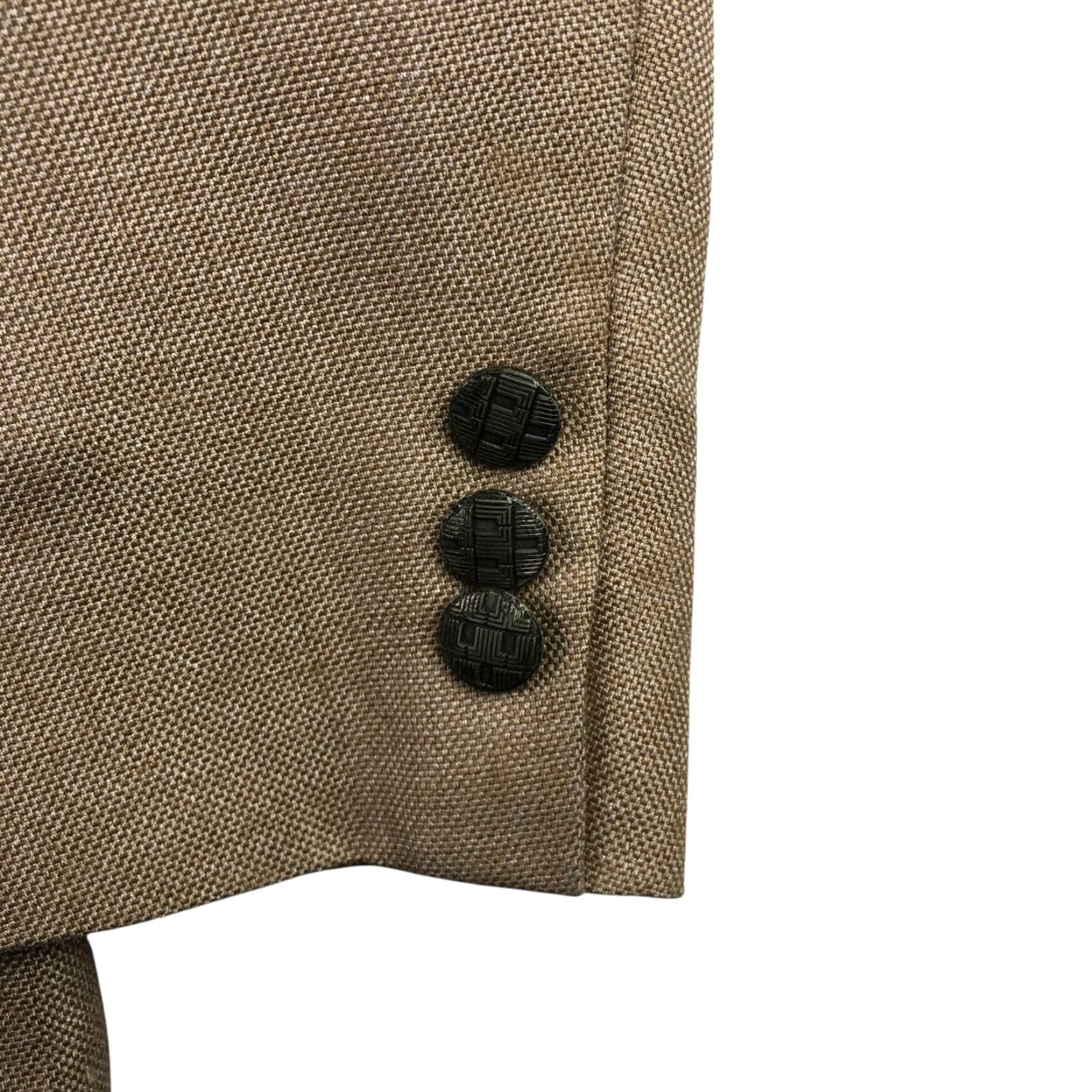 Lanvin VINTAGE Lanvin Blazer Jacket Mens Wool Blend Tan 46 Short Notch Lapel 2-Button Metal Buttons 46 S Size 46R - 3 Thumbnail