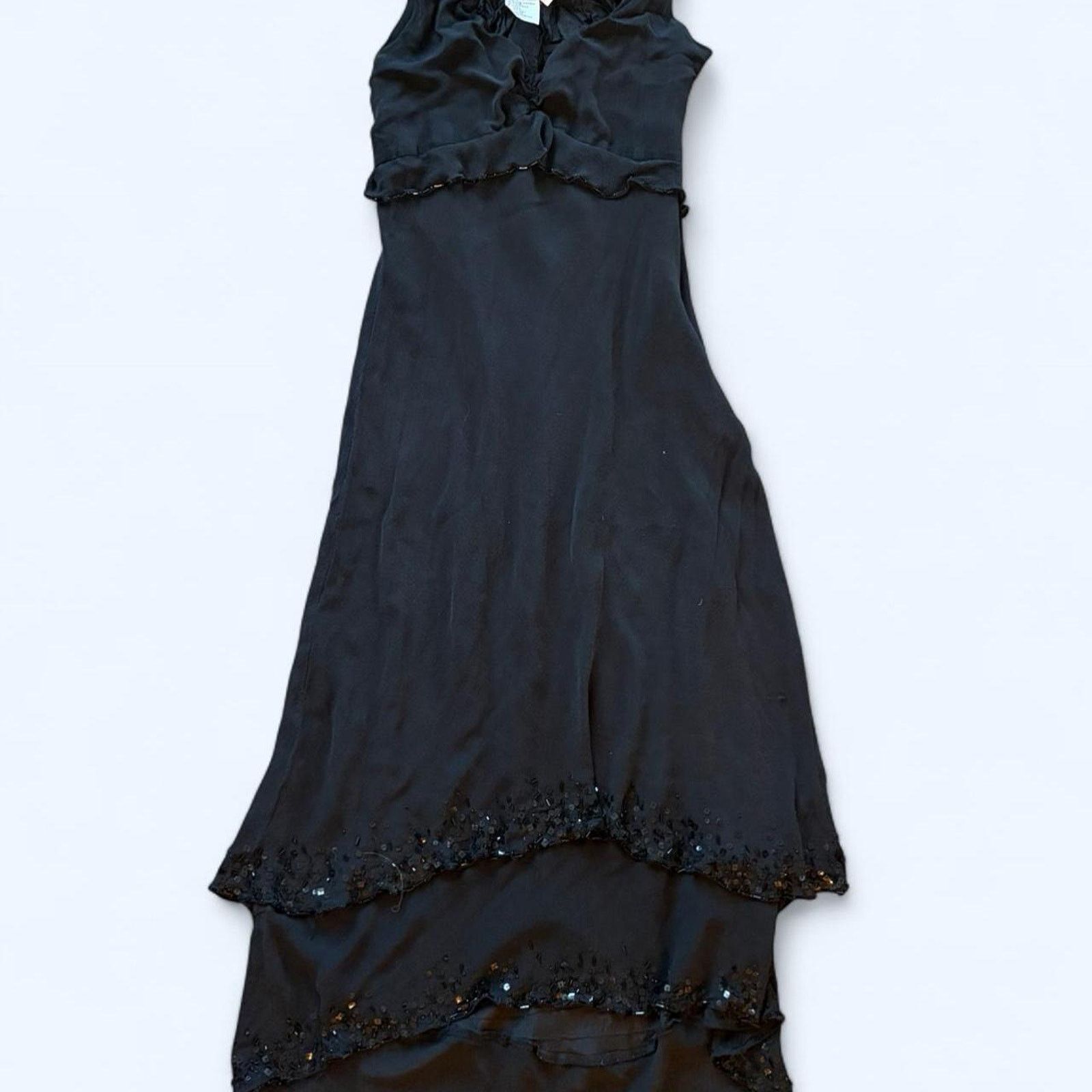 MAGGY LONDON Vintage black midi dress with sequins and layered ruffles Size M / US 6-8 / IT 42-44 - 1 Thumbnail