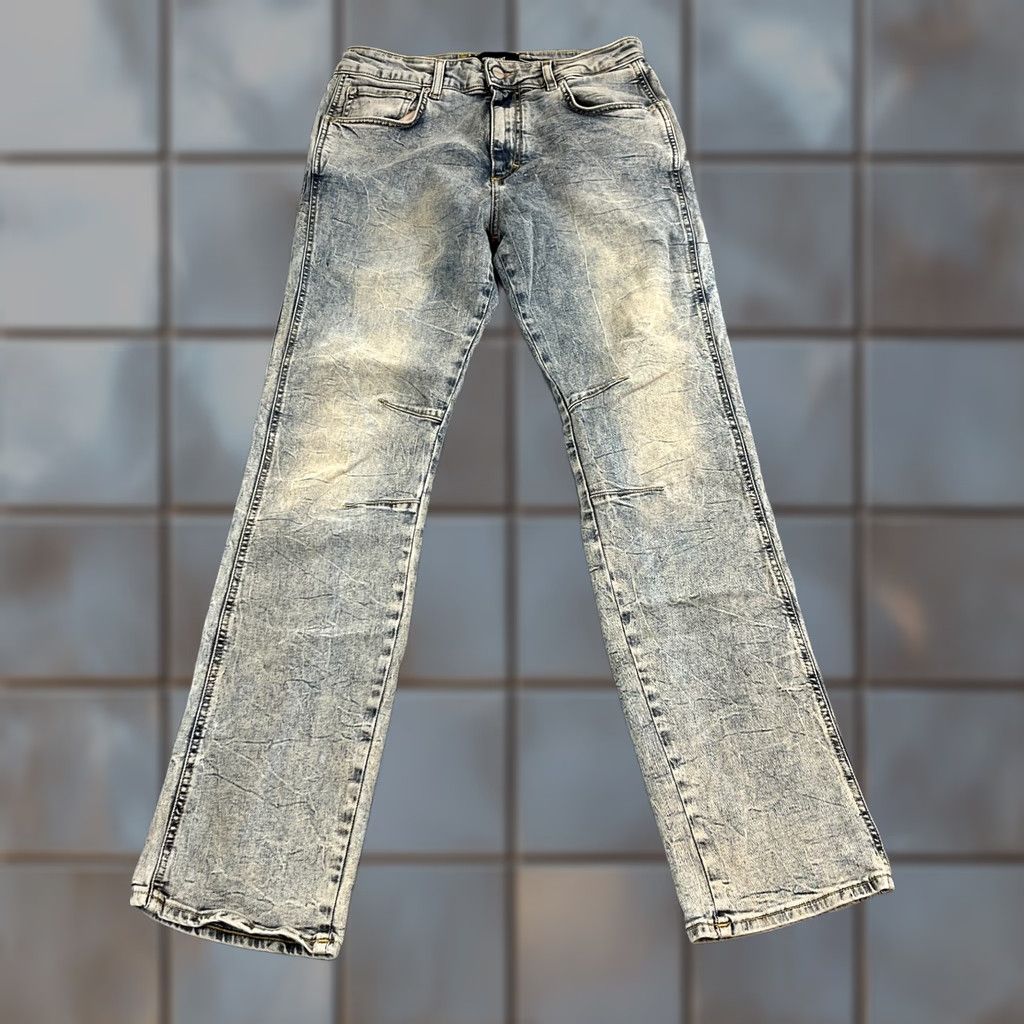 Vintage Represent Mens Jeans Regular Straight 30 32 Acid Wash Blue Crows Feet Stretch Denim 5-Pocket Mens Jeans Regular Blue 90s? Size US 30 / EU 46 - 1 Thumbnail