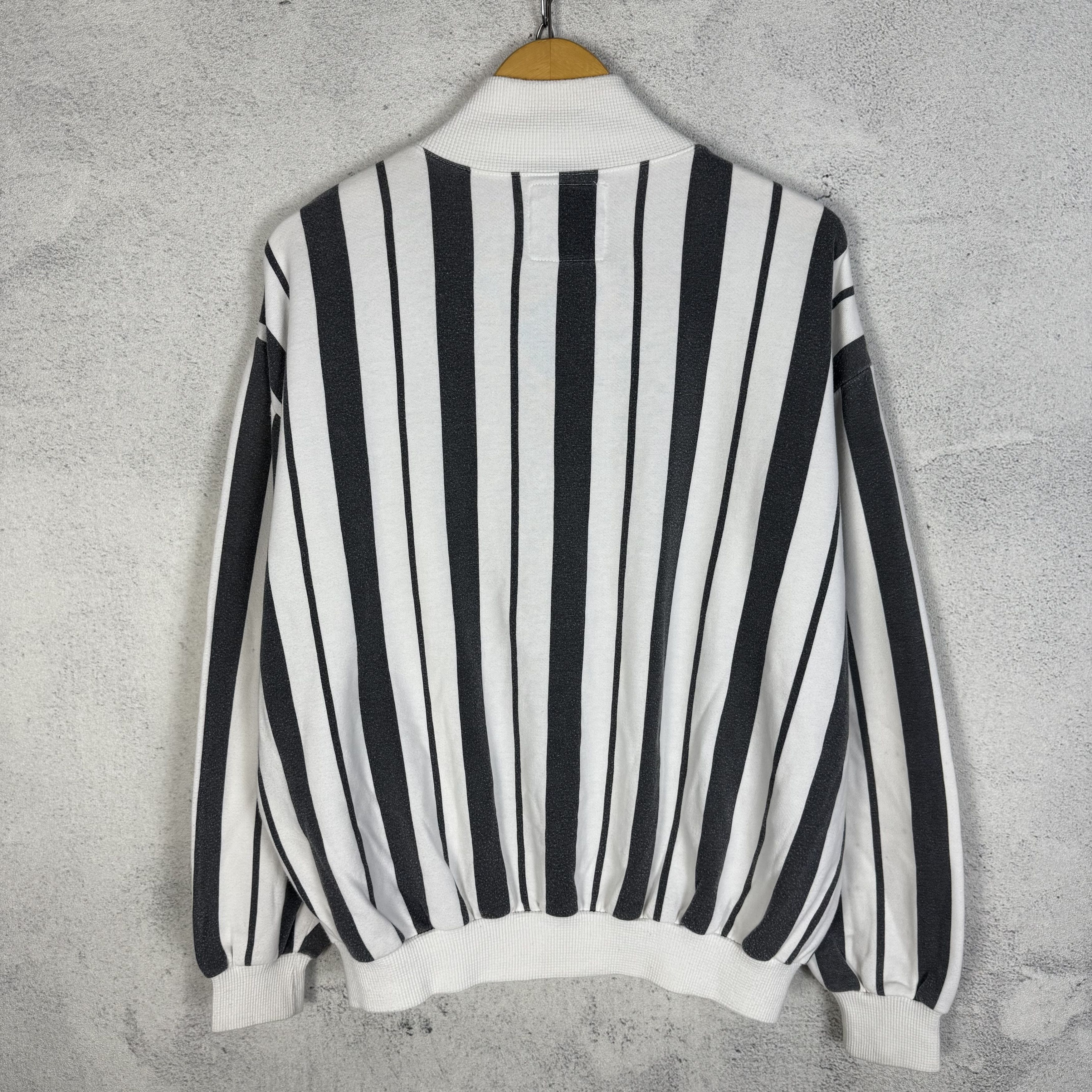 Vintage Vintage 90s Prisoner Style Zip Up Sweater Striped Size US L / EU 52-54 / 3 - 2 Thumbnail