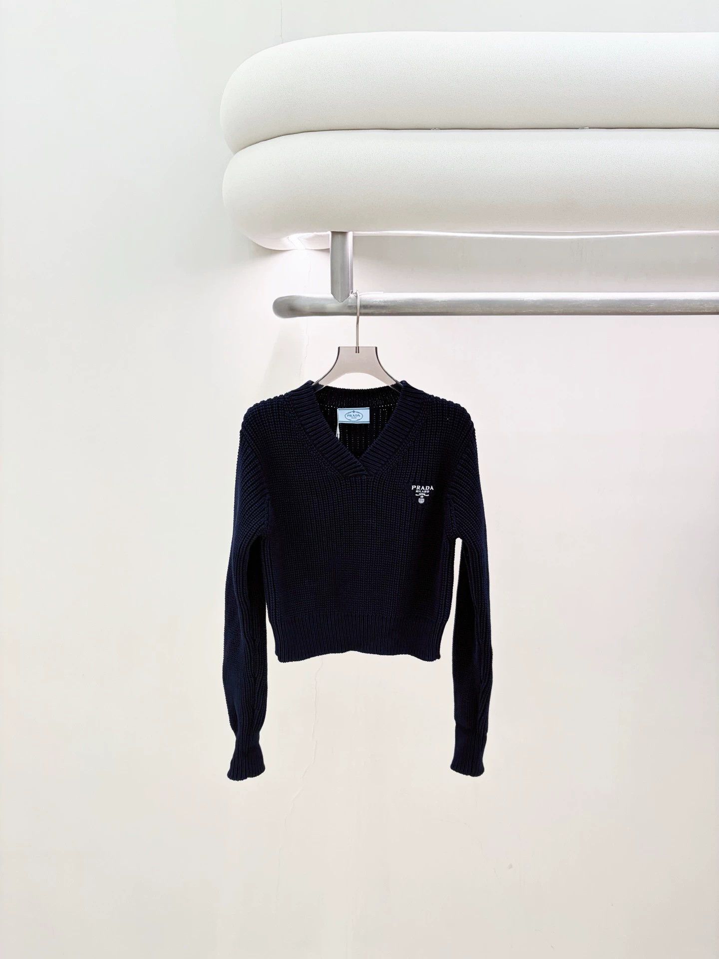Prada Prada Navy V-neck Sweater 40 IT 99 New Size S / US 4 / IT 40 - 1 Thumbnail