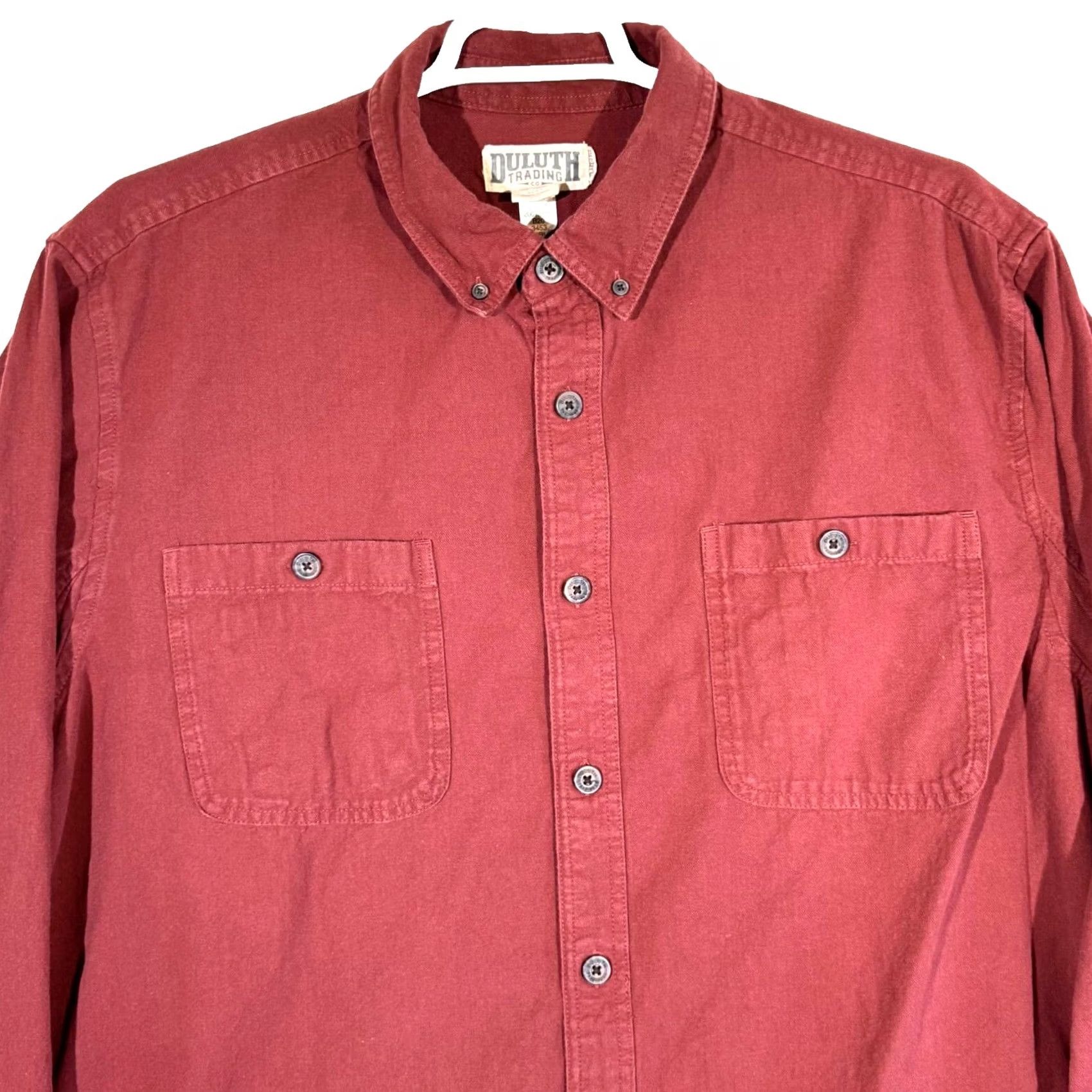 CO Duluth Trading Company Shirt Men 2XL Red 100% Cotton Long Sleeve Workwear Shirt Size US XXL / EU 58 / 5 - 4 Thumbnail