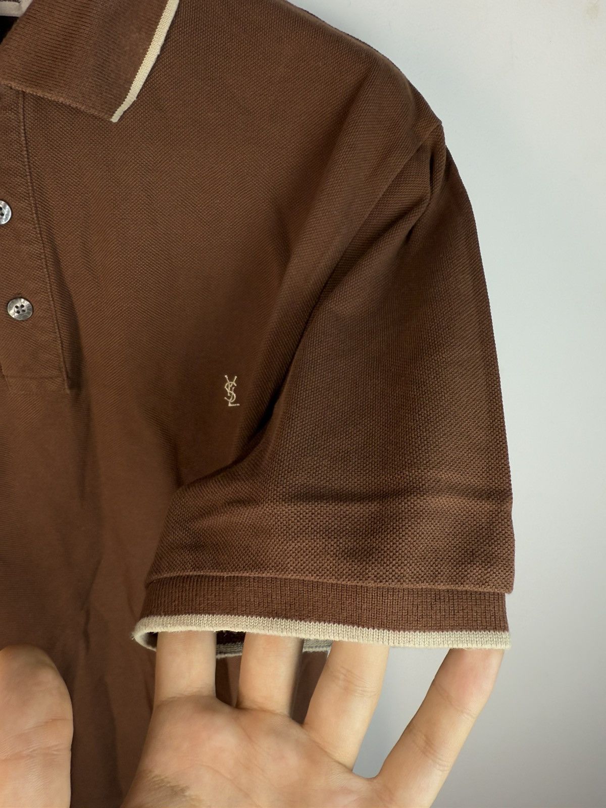 Yves Saint Laurent Brown YSL Polo Shirt YSL Tee Beige YSL Shirt Size US S / EU 44-46 / 1 - 16 Thumbnail