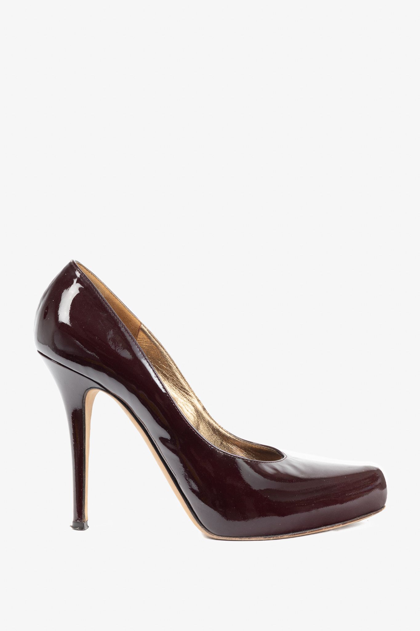 Escada Escada Burgundy Patent-Leather Pointed-Toe Platform Pumps Size US 9 / IT 39 - 1 Thumbnail