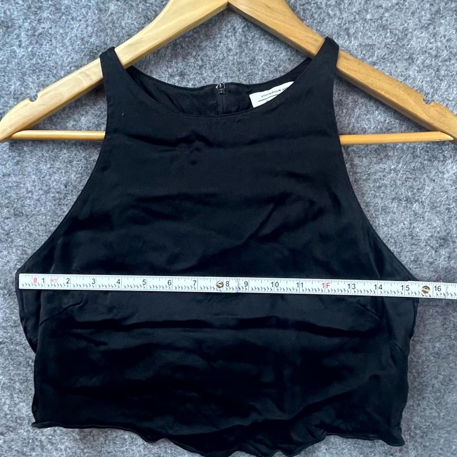 & Other Stories & Other Stories Crop Top Women 10 Black Satin Punk Goth Dark Size L / US 10 / IT 46 - 4 Thumbnail