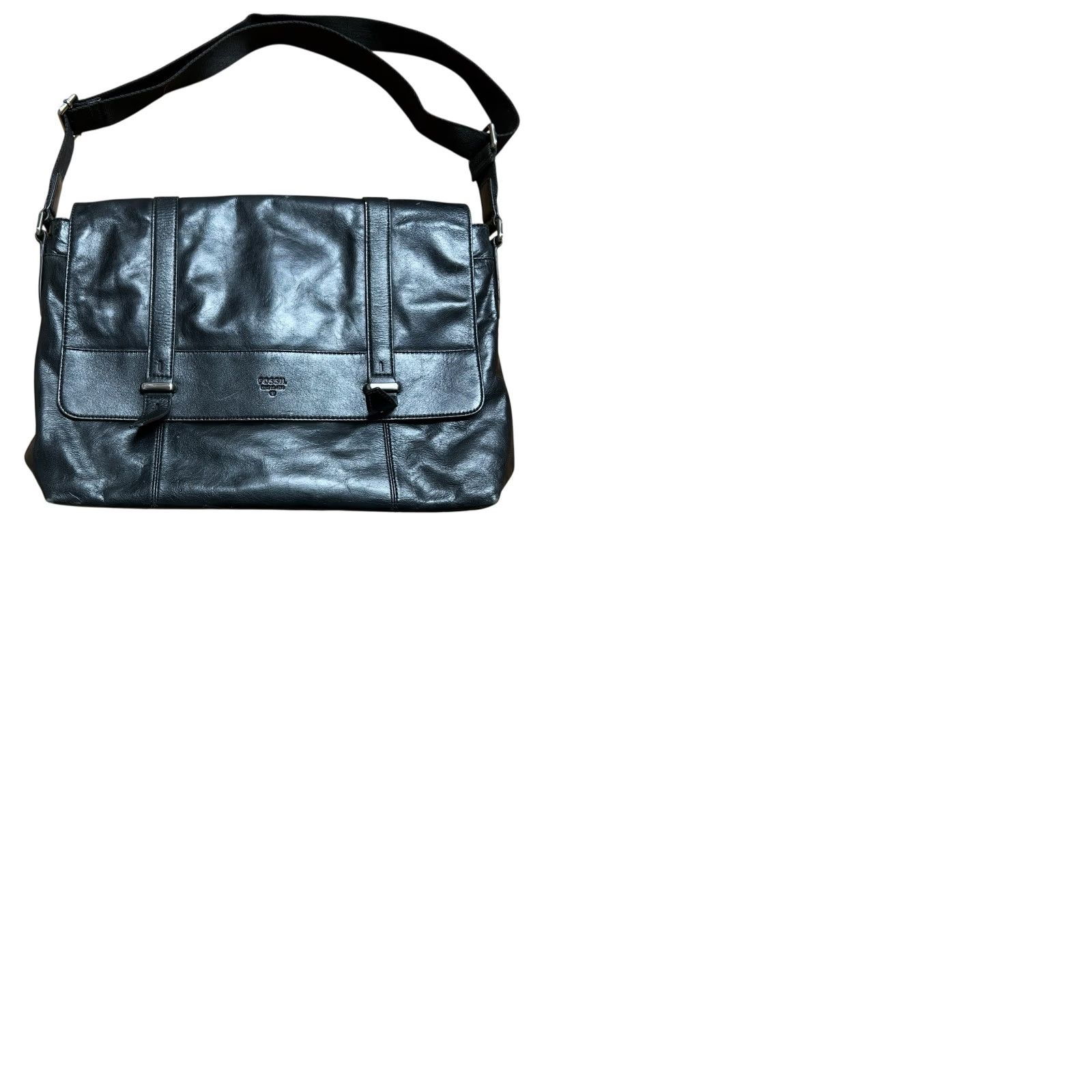 Fossil FOSSIL Black Leather Crossbody Messenger Laptop Bag Crossbody School Size ONE SIZE - 12 Thumbnail