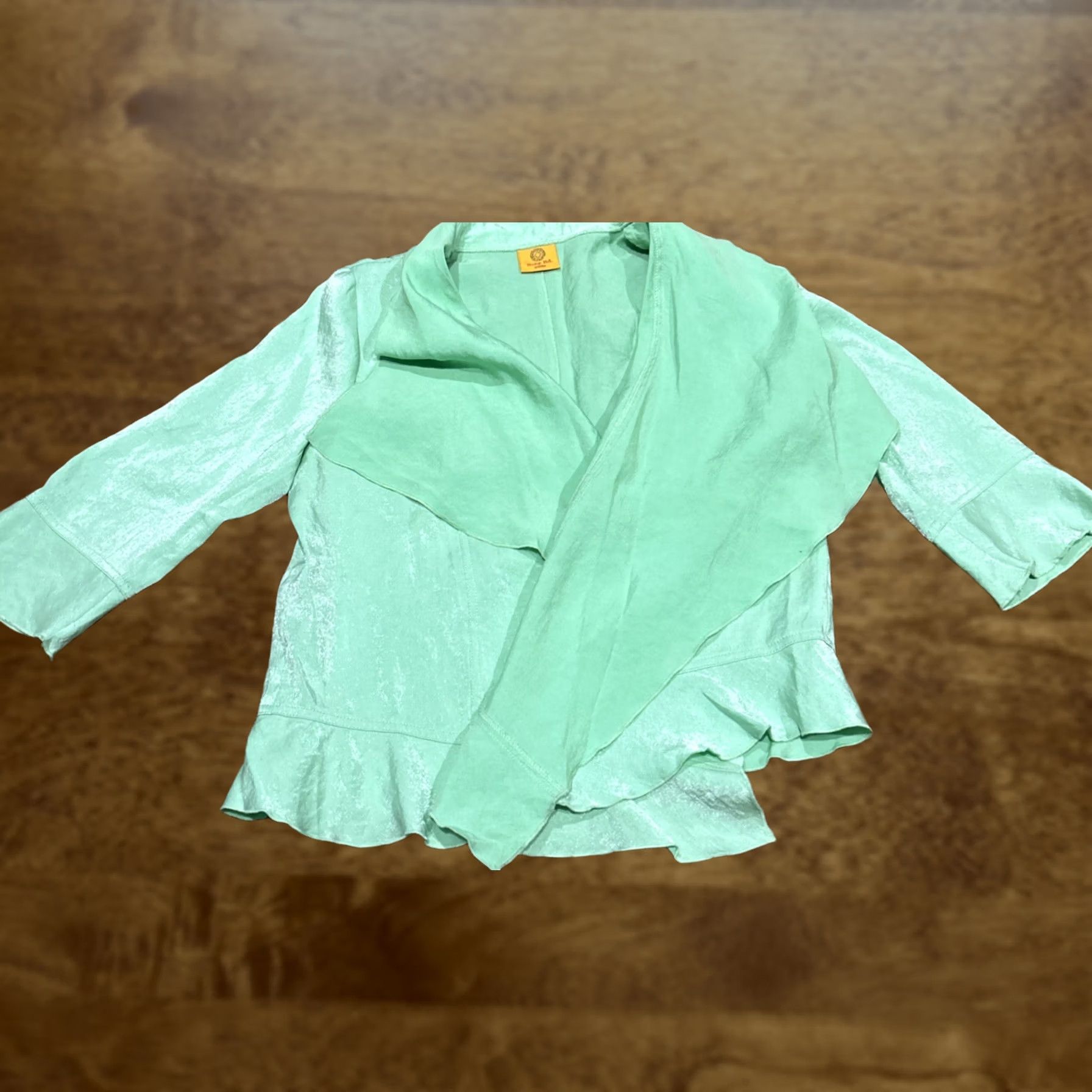 Vintage ruby rd Women’s PL Light Green Rayon Open Blouse Petite tops A23 Size L / US 10 / IT 46 - 1 Thumbnail