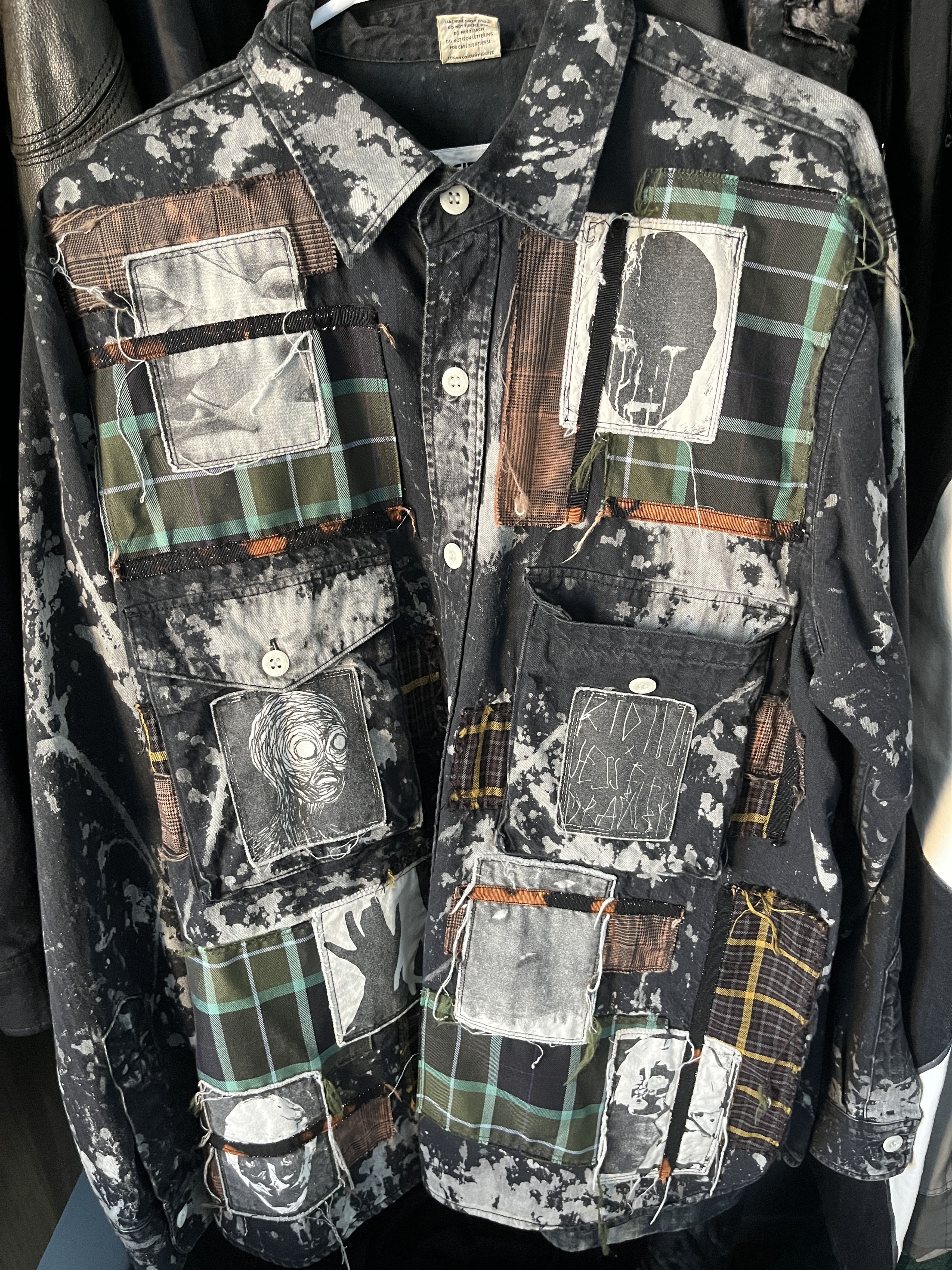 BLACK AND WHITE KIDILL × EDWIN PATCH DENIM SHIRTS