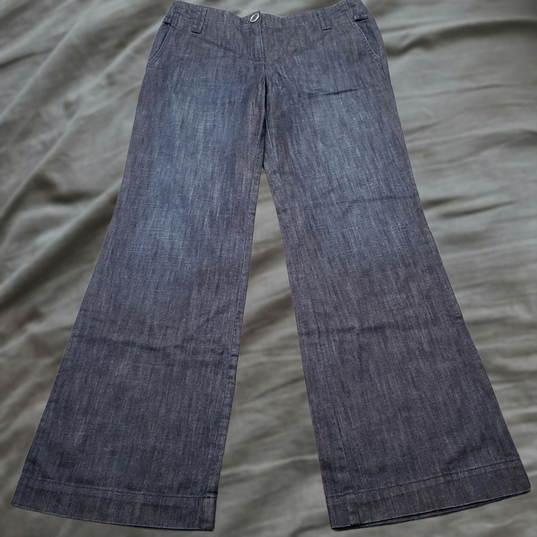 Loft LOFT Jeans Women 6 Blue Denim Stretch Flat Front Boho Faded Streetwear Wide Leg Shirt Pants Boho Style 6 Womens Size 6 Jeans Mens? Size 28" / US 6 / IT 42 - 1 Thumbnail