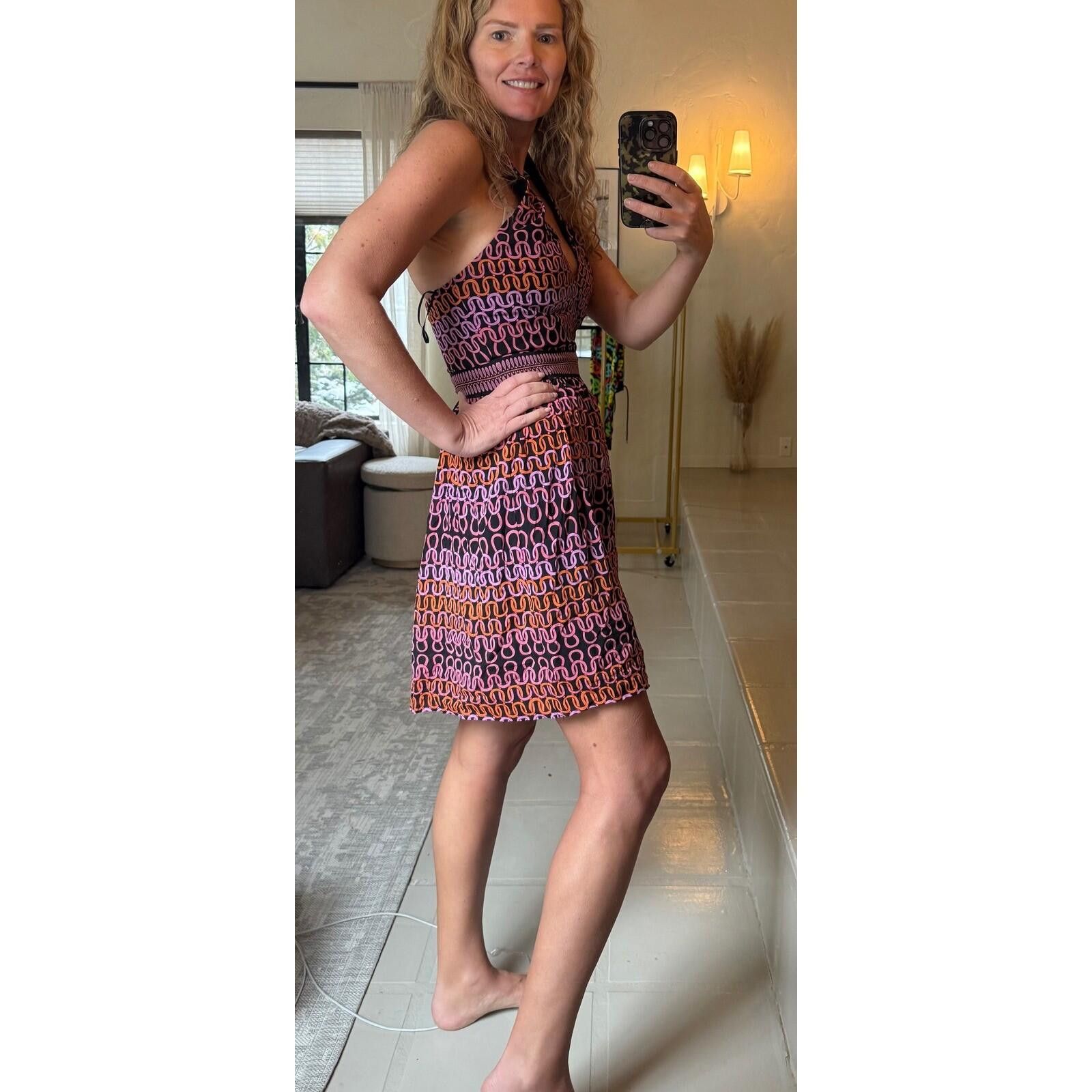Trina Turk Trina Turk Pink Chain Link Halter Mini Dress 4 V-Neck Size S / US 4 / IT 40 - 2 Thumbnail