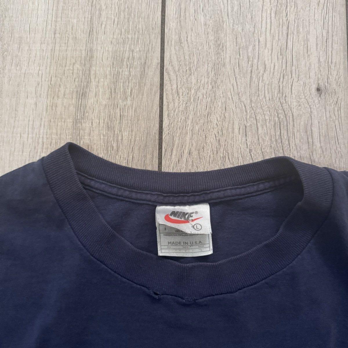 Nike × Stussy Vintage 90s Made In USA Blue Jordan Nike Graphic Tee XL Size US L / EU 52-54 / 3 - 13 Thumbnail