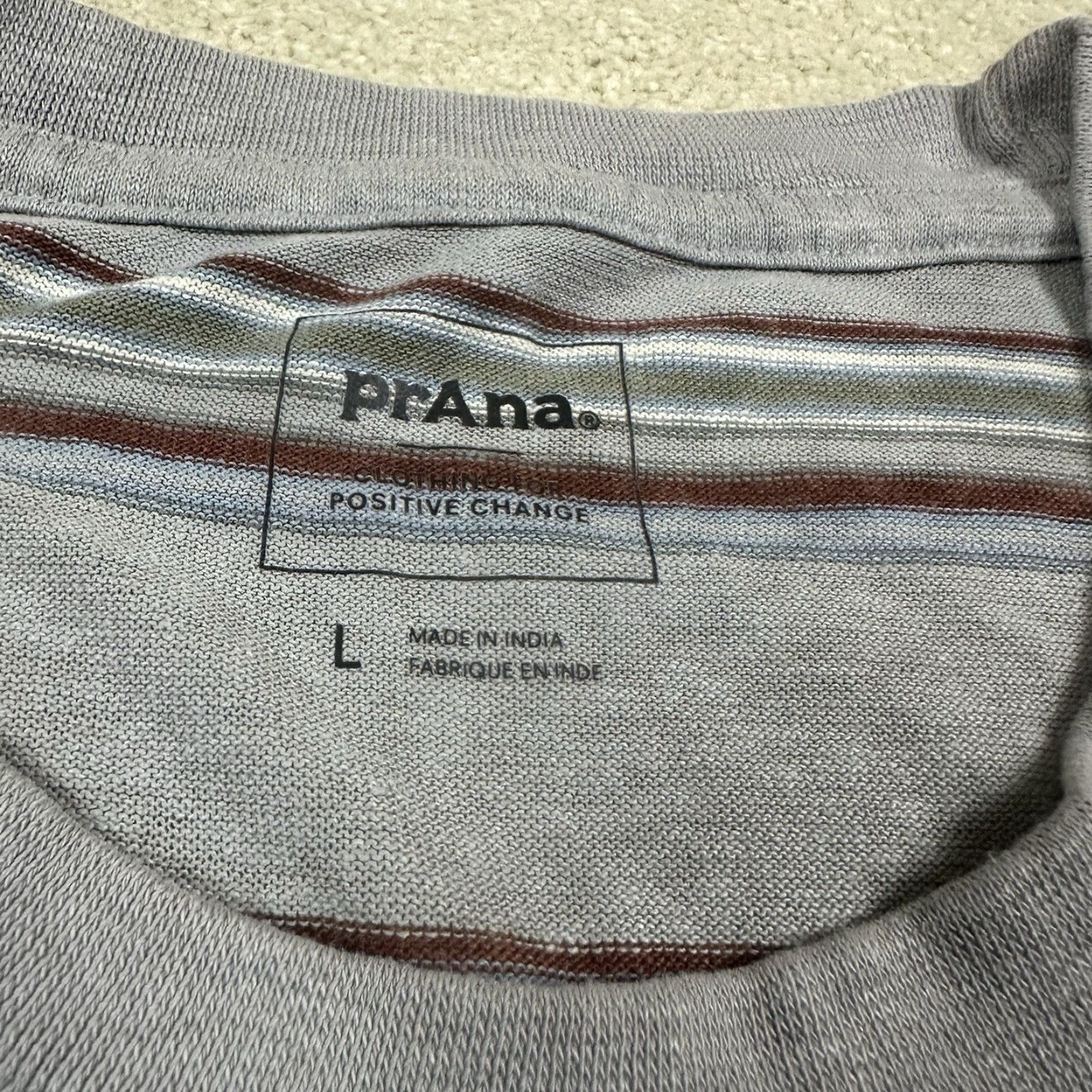 Prana Prana T Shirt Mens Large Gray Striped Outdoor Hiking Hemp Blend Shirt Mens Large Gray Striped Outdoor Hiking Hemp Blend Size US L / EU 52-54 / 3 - 5 Thumbnail