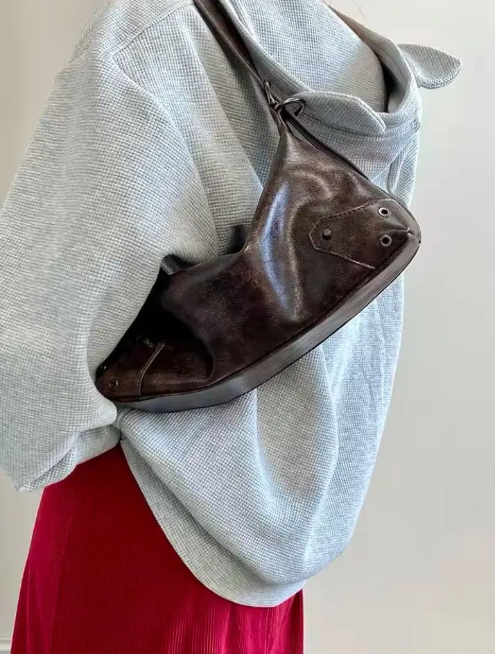 Japanese Brand Retro Style PU Leather Small Shoulder Bag y2k unisex Size ONE SIZE - 3 Thumbnail