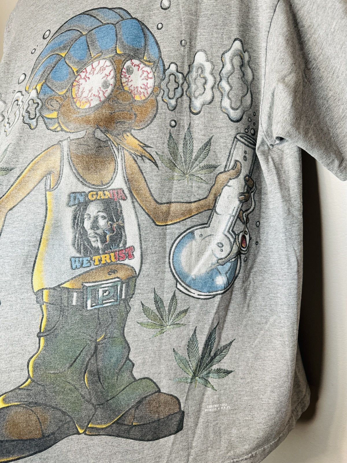 Vintage Vintage 90s Weed T Shirt In Ganja We Trust Caricature Size US XL / EU 56 / 4 - 11 Thumbnail