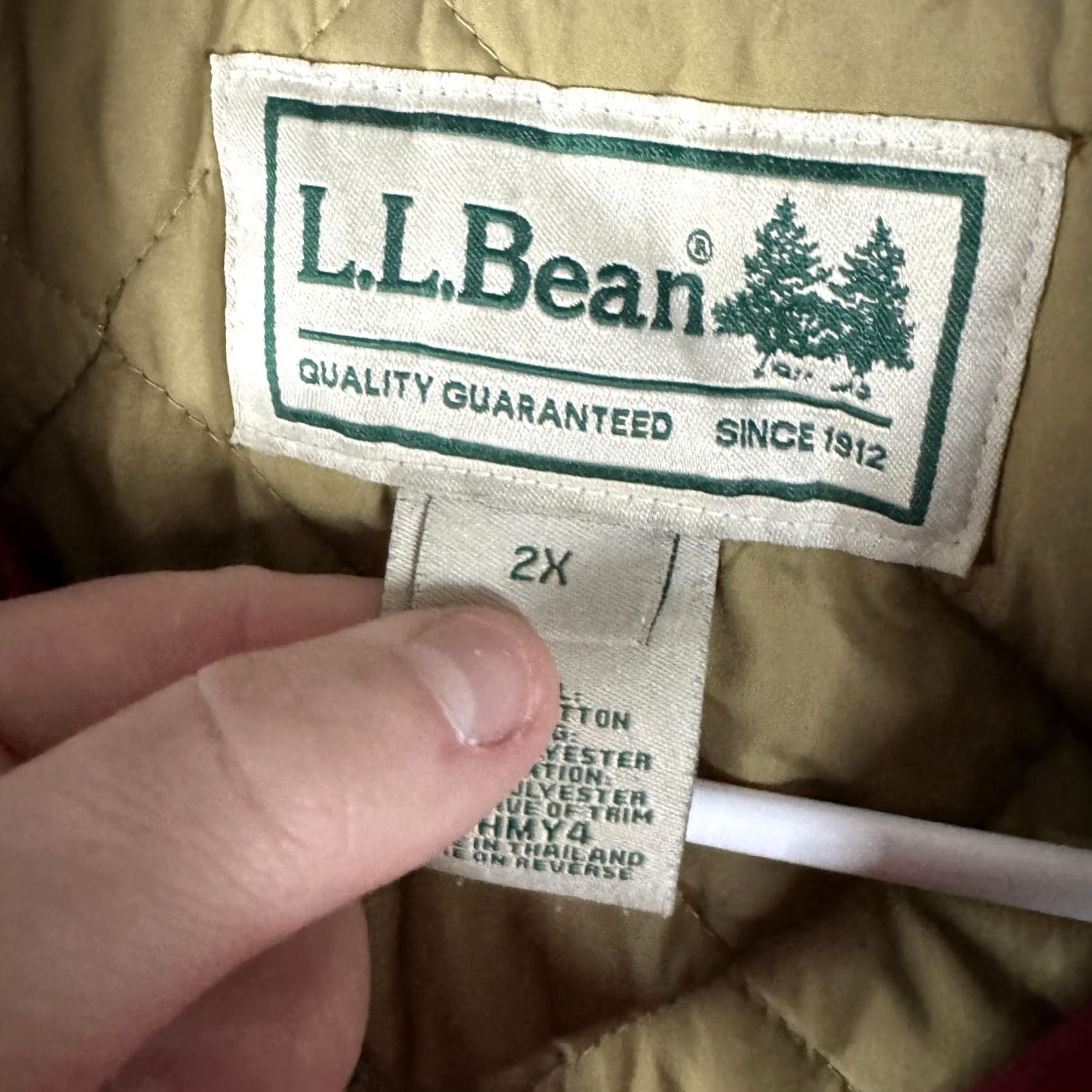 Vintage L.L. Bean Coat Womens 2X Red Corduroy Collar Quilted Lined Pockets Canvas Coat Size XXL / US 16-18 / IT 52-54 - 7 Thumbnail