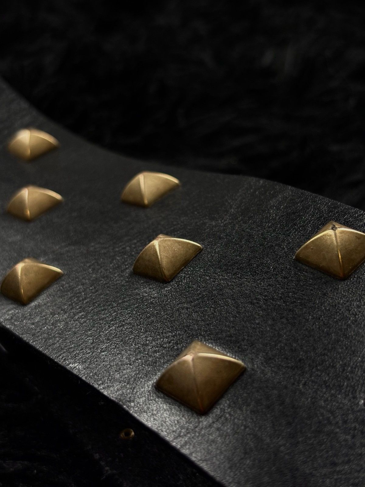 Allsaints Allsaints Avantgarde Archive Double Pyramids Leather Belt Size ONE SIZE - 10 Thumbnail