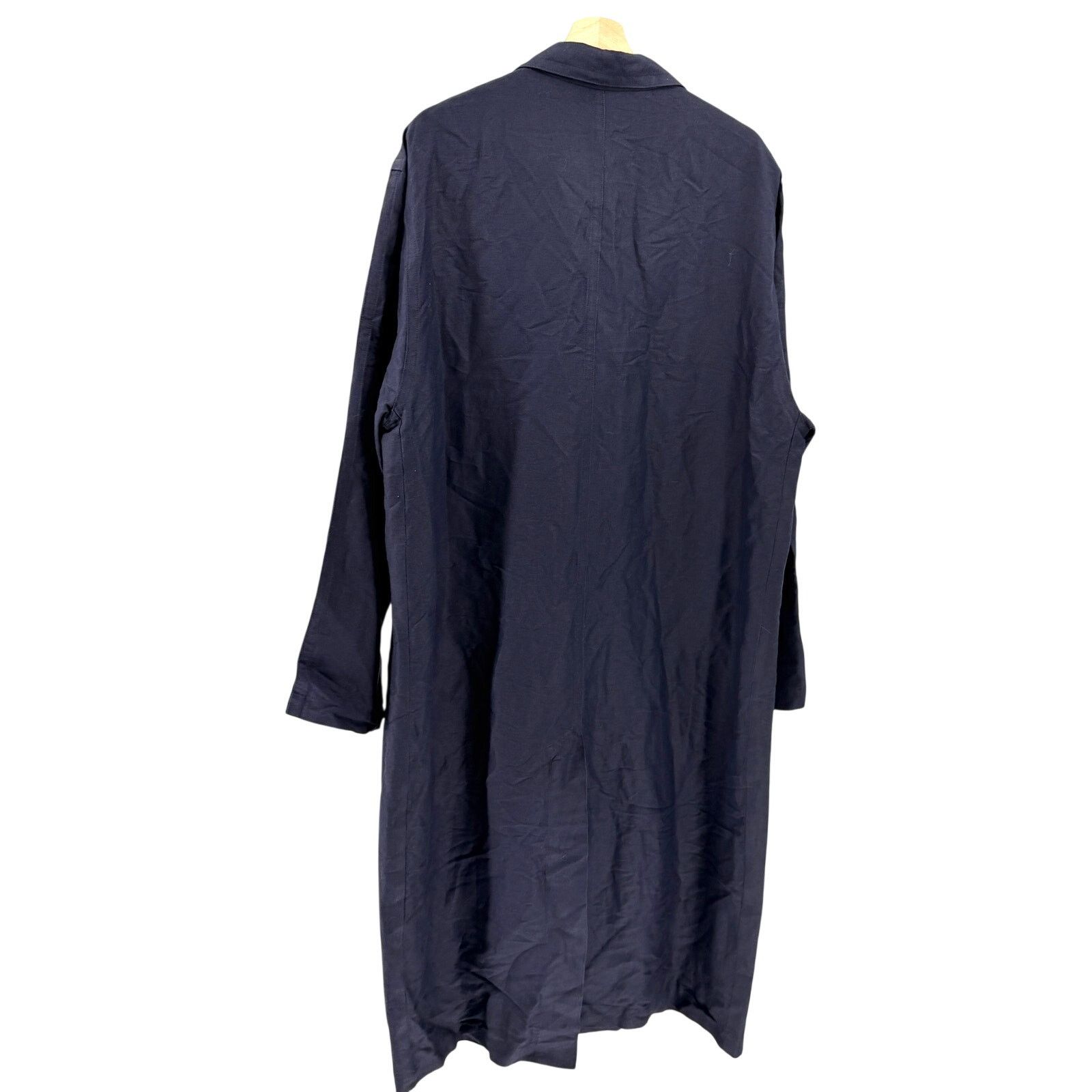 Ann Taylor Vintage 90s Navy Linen Rayon Blend Maxi Duster Coat Size L / US 10 / IT 46 - 5 Thumbnail