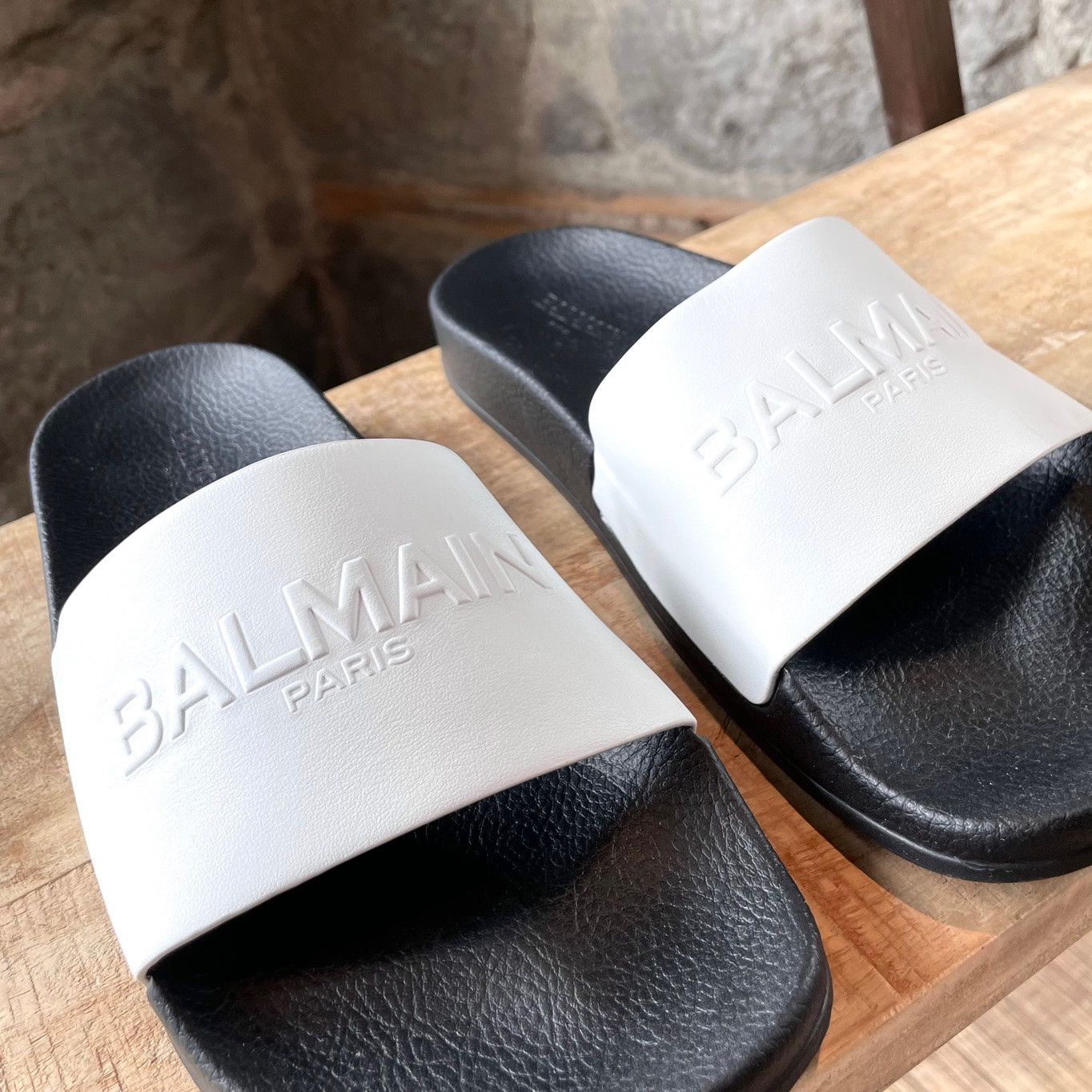 Balmain Balmain White Leather Logo Slides Size US 10 / IT 40 - 4 Thumbnail