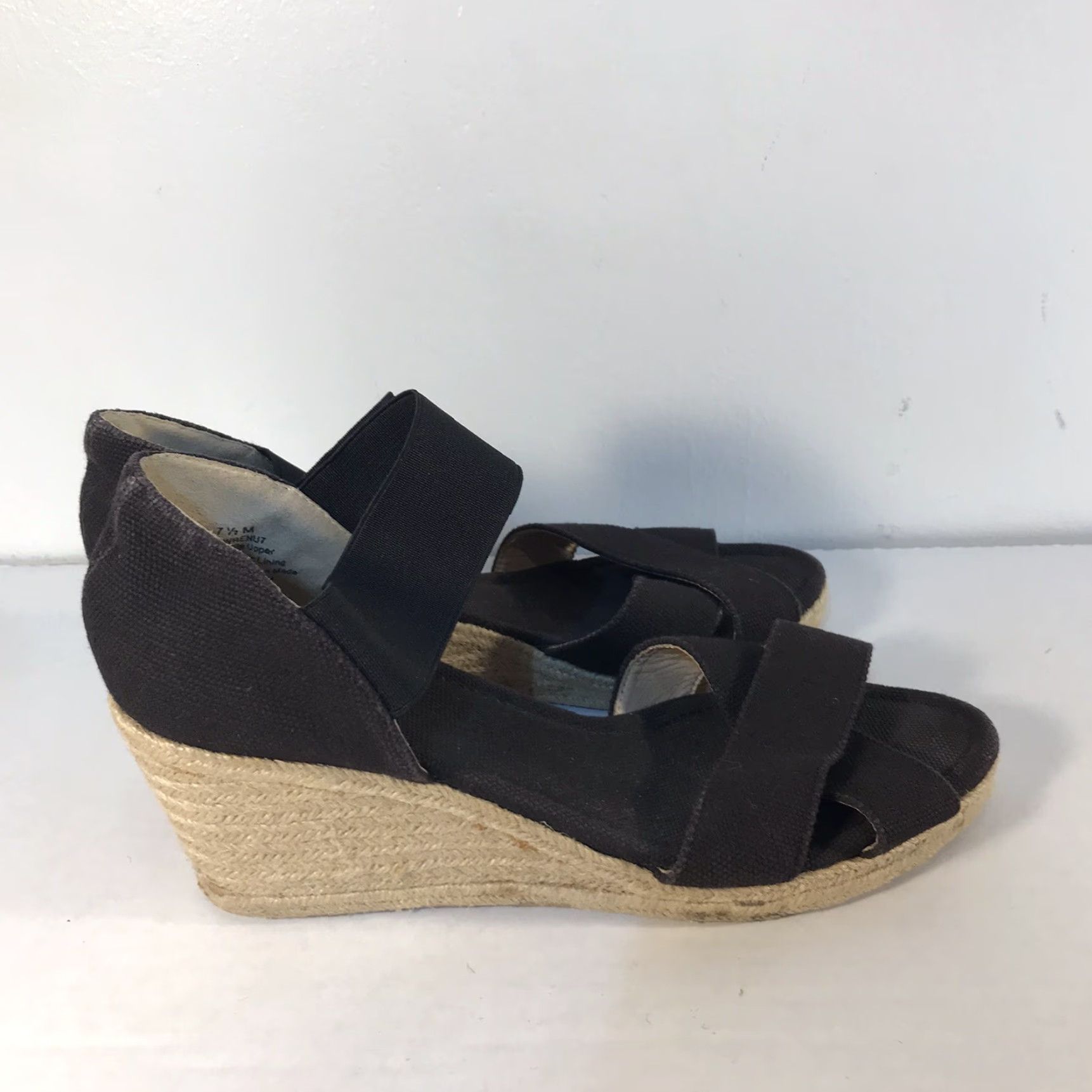 Nine West Nine West Black Fabric Wedge Slides with Ankle Strap Women’s Size 7.5 - High Heel 3in Size US 7.5 / IT 37.5 - 5 Thumbnail