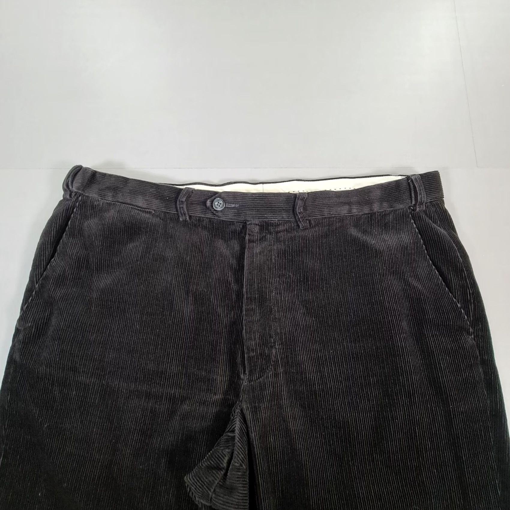 Marks & Spencer M&S Sartorial Mens Trousers Black W38 L31 Corduroy Pants Casual Chino Flat Front Button Zip Pockets Regular Mens Size US 38 / EU 54 - 2 Thumbnail