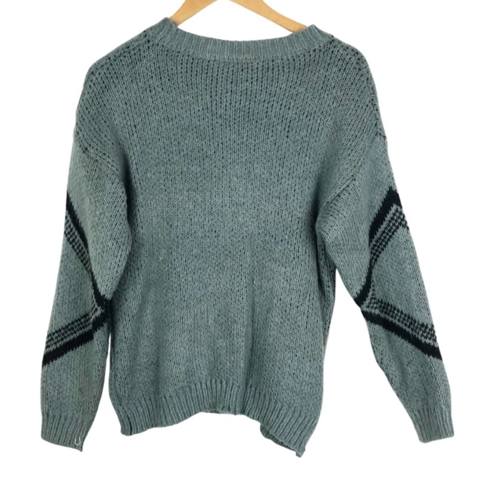 Other Handmade Knit Women’s Grey Geometric Retro Pullover Sweater Size L / US 10 / IT 46 - 11 Thumbnail