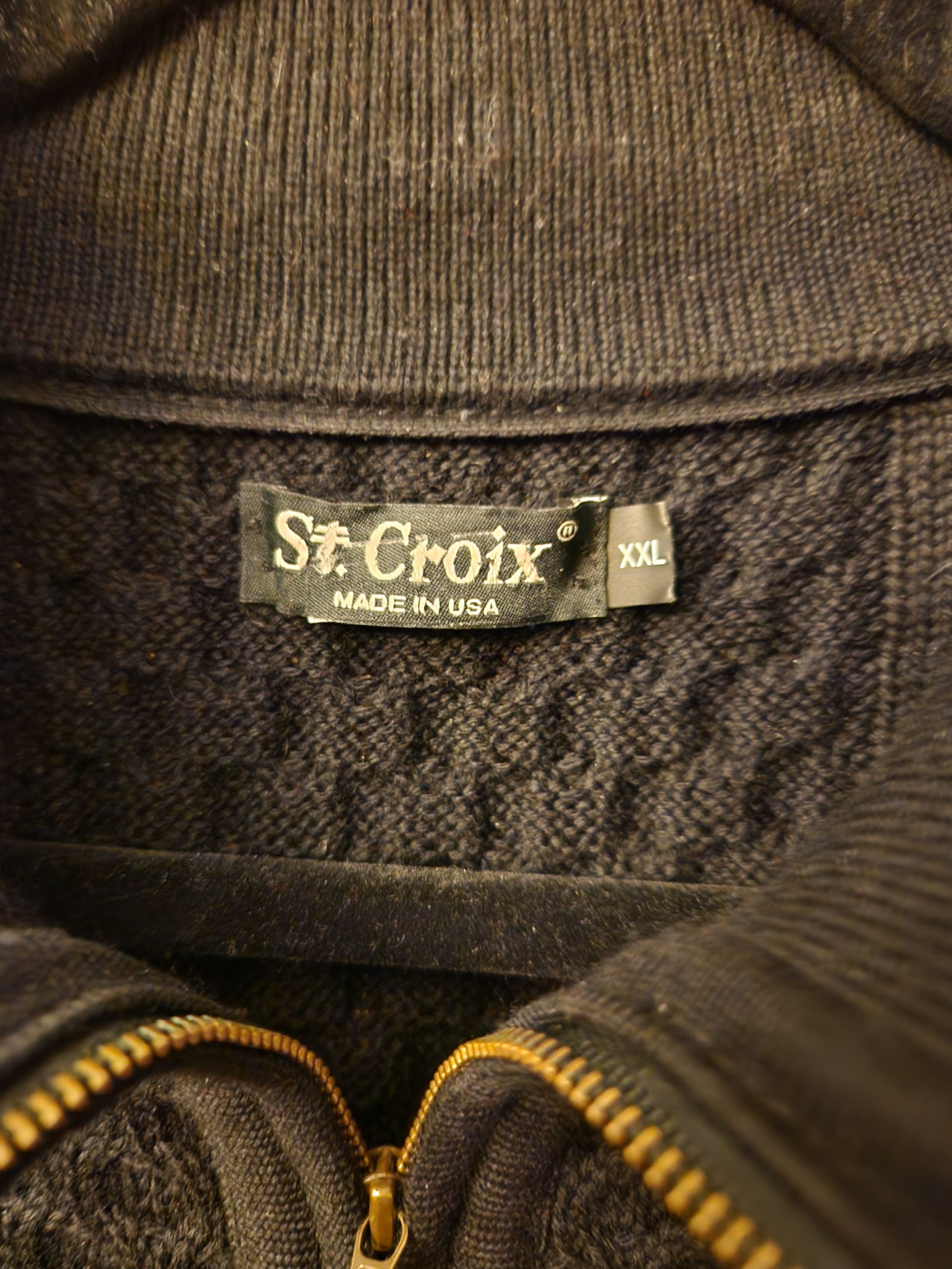 St. Croix Vintage Men's 100% Wool 1/4 Zip Cable Knit Pullover Sweater Size US XXL / EU 58 / 5 - 4 Thumbnail