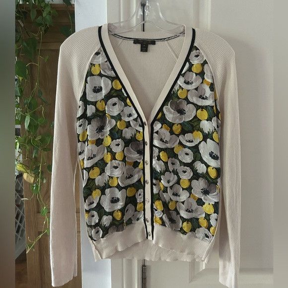 Louis Vuitton LOUIS VUITTON floral silk panel beige ribbed wool cardigan Size S / US 4 / IT 40 - 3 Thumbnail