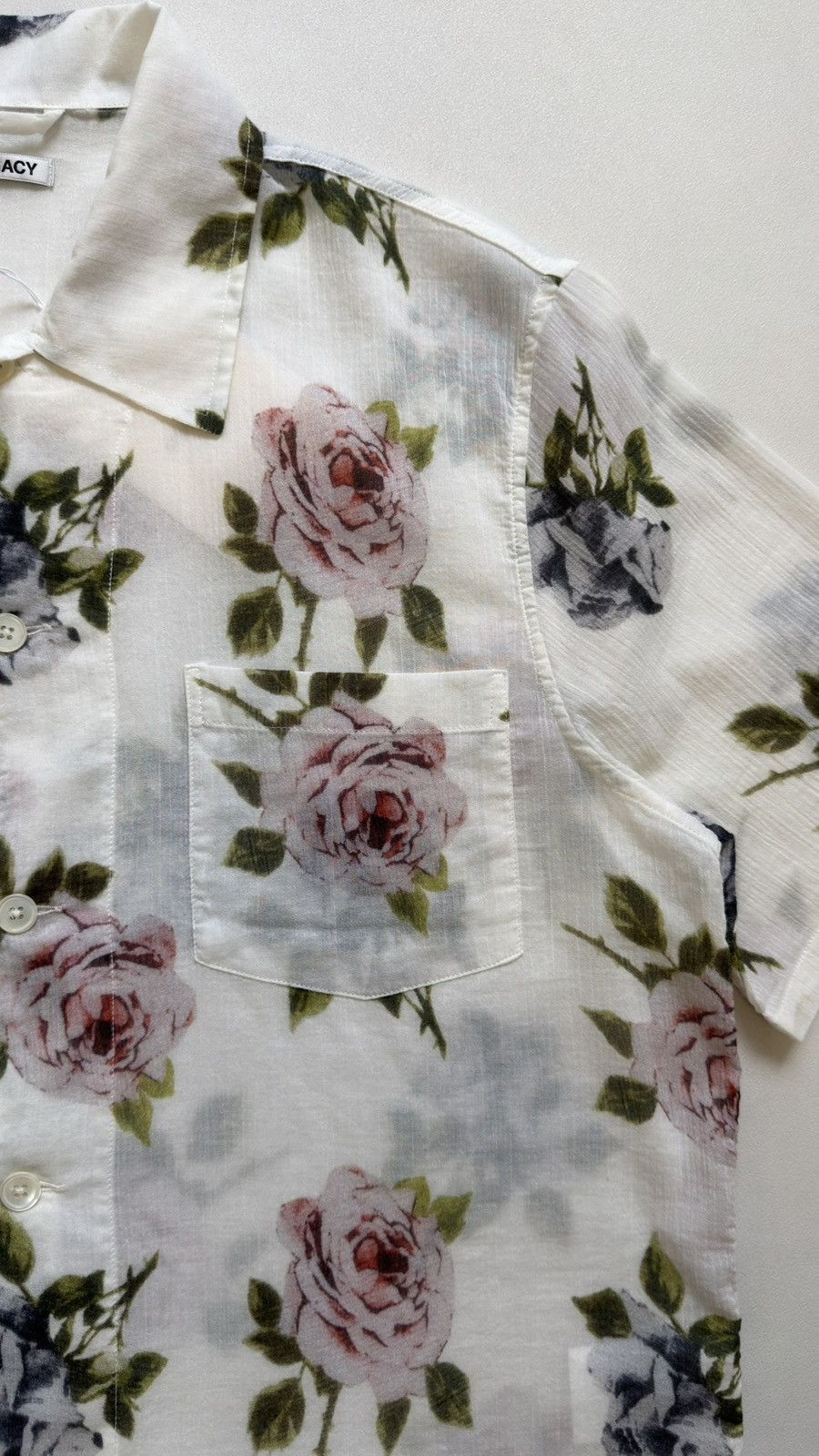Our Legacy White Cotton Voile ‘Rose Print’ Box Shirt Size US S / EU 44-46 / 1 - 10 Thumbnail