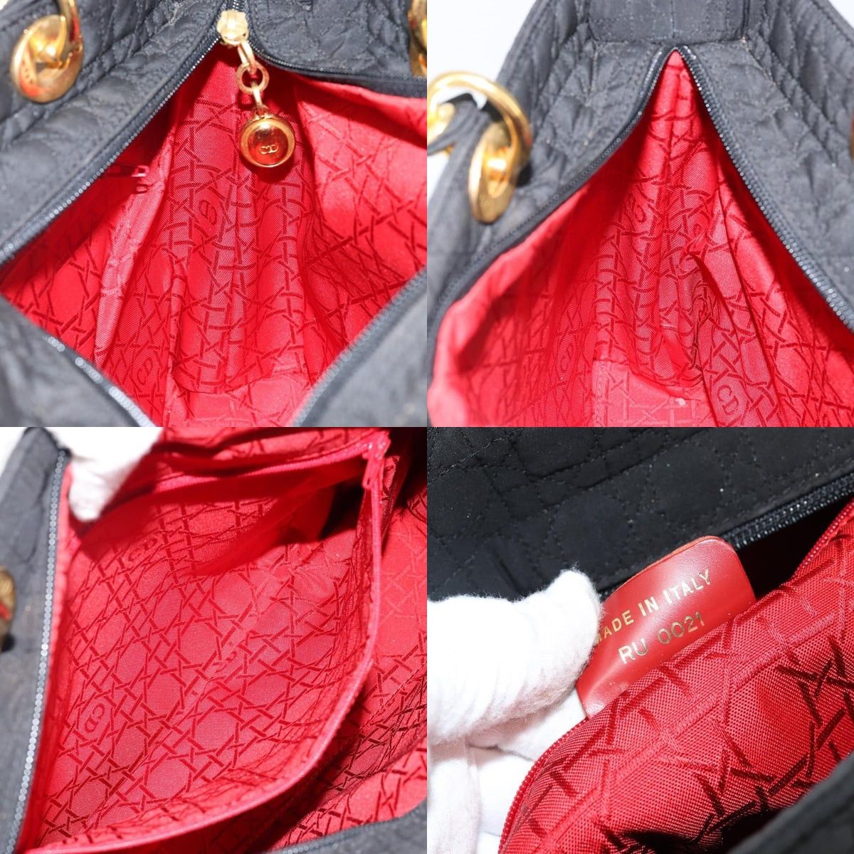 Dior DIOR Canage Hand Bag Nylon Black Gold Size ONE SIZE - 12 Thumbnail