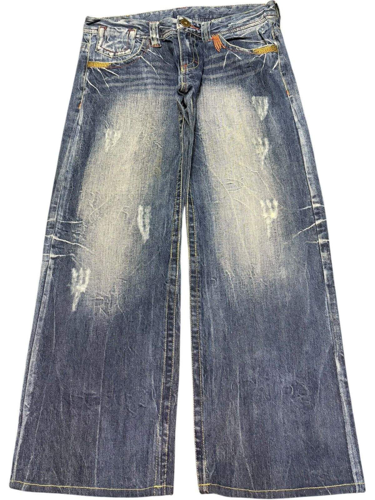 Fubu Vintage Japanese Brand Faded Wash Distress Baggy Jeans Size 32" / US 10 / IT 46 - 1 Thumbnail