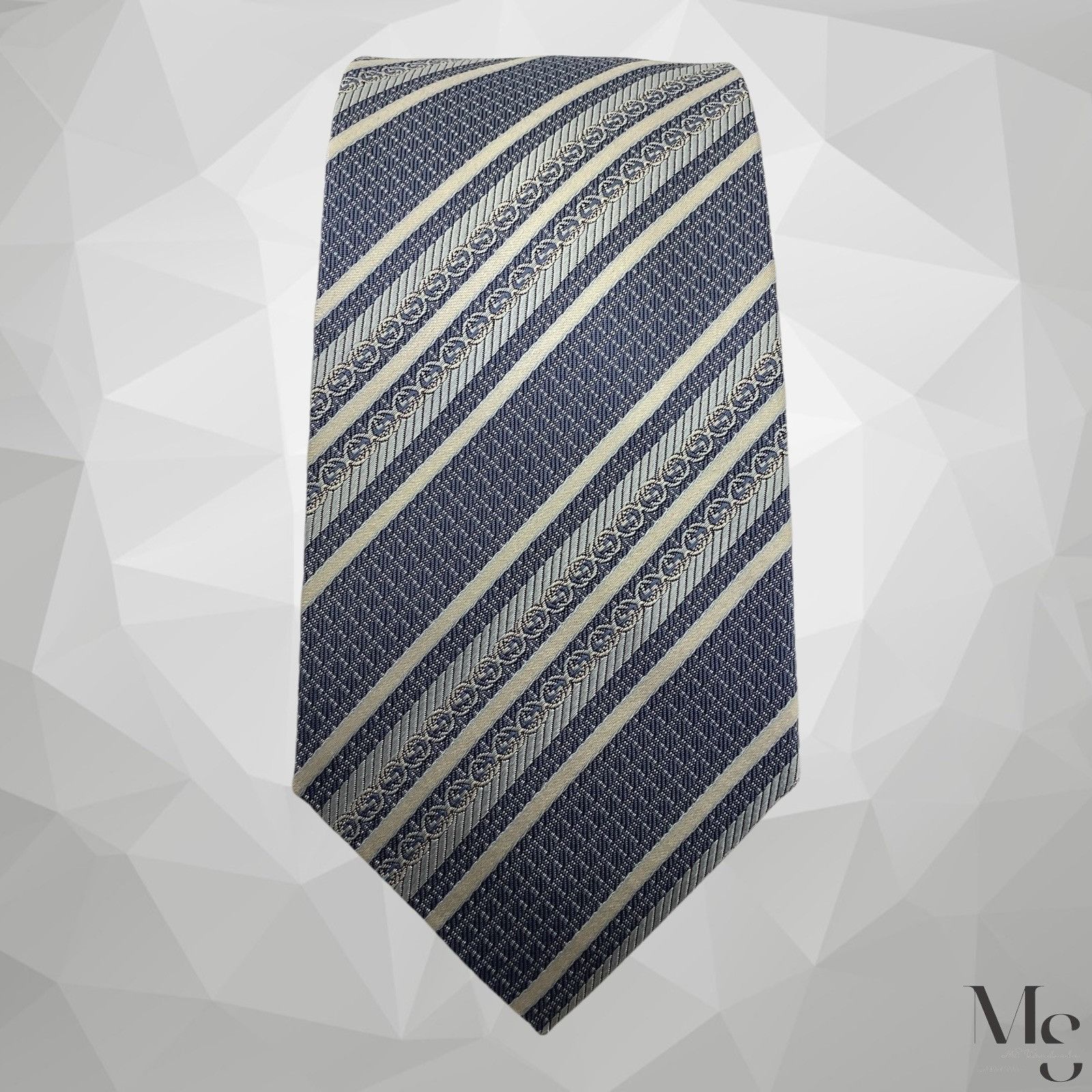 Gucci GUCCI Gray Striped Luxury Designer Silk Tie Made In Italy 58 Size ONE SIZE - 3 Thumbnail