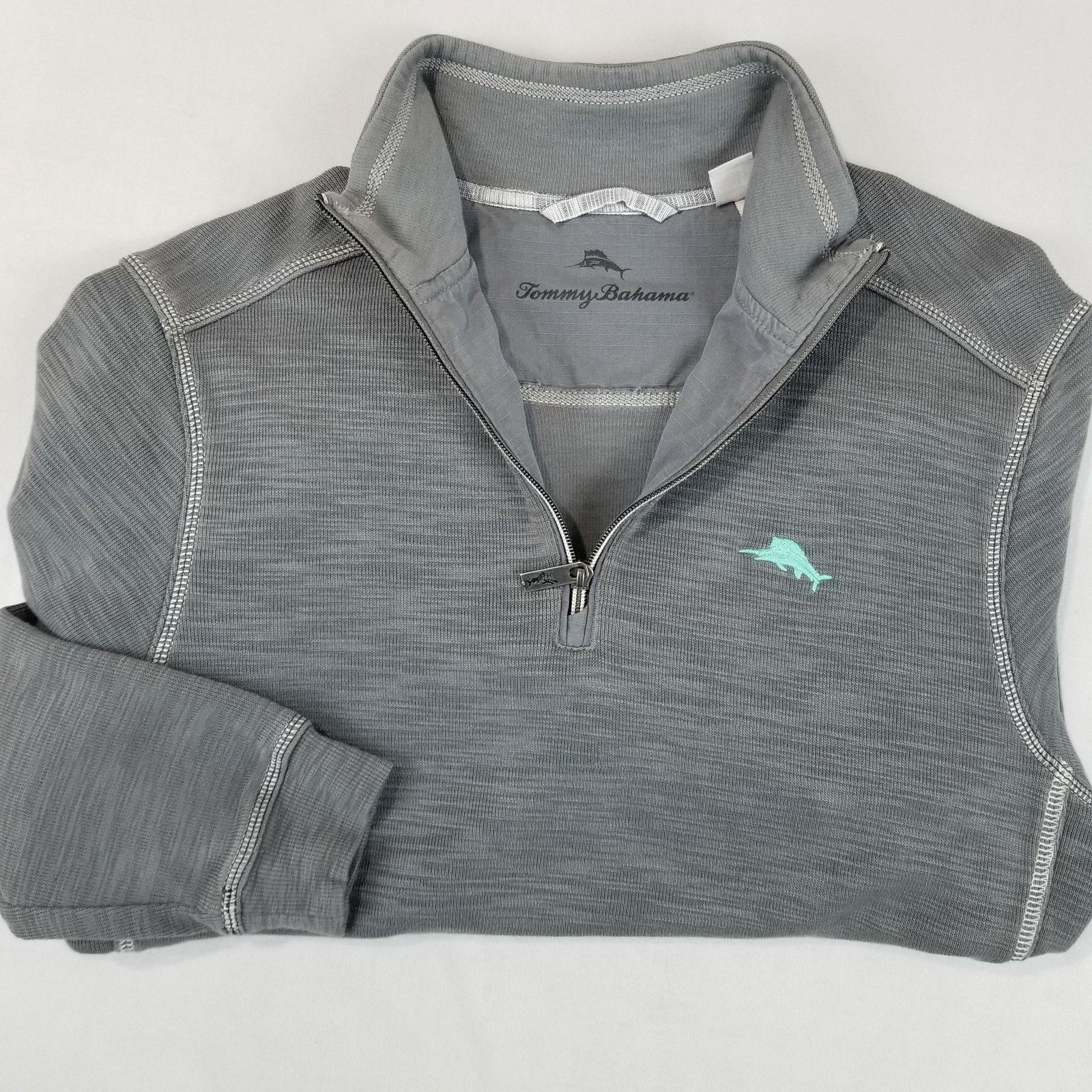 Tommy Bahama Tommy Bahama Tobago Bay Half Zip Men’s Small Gray Aqua Size US S / EU 44-46 / 1 - 1 Thumbnail