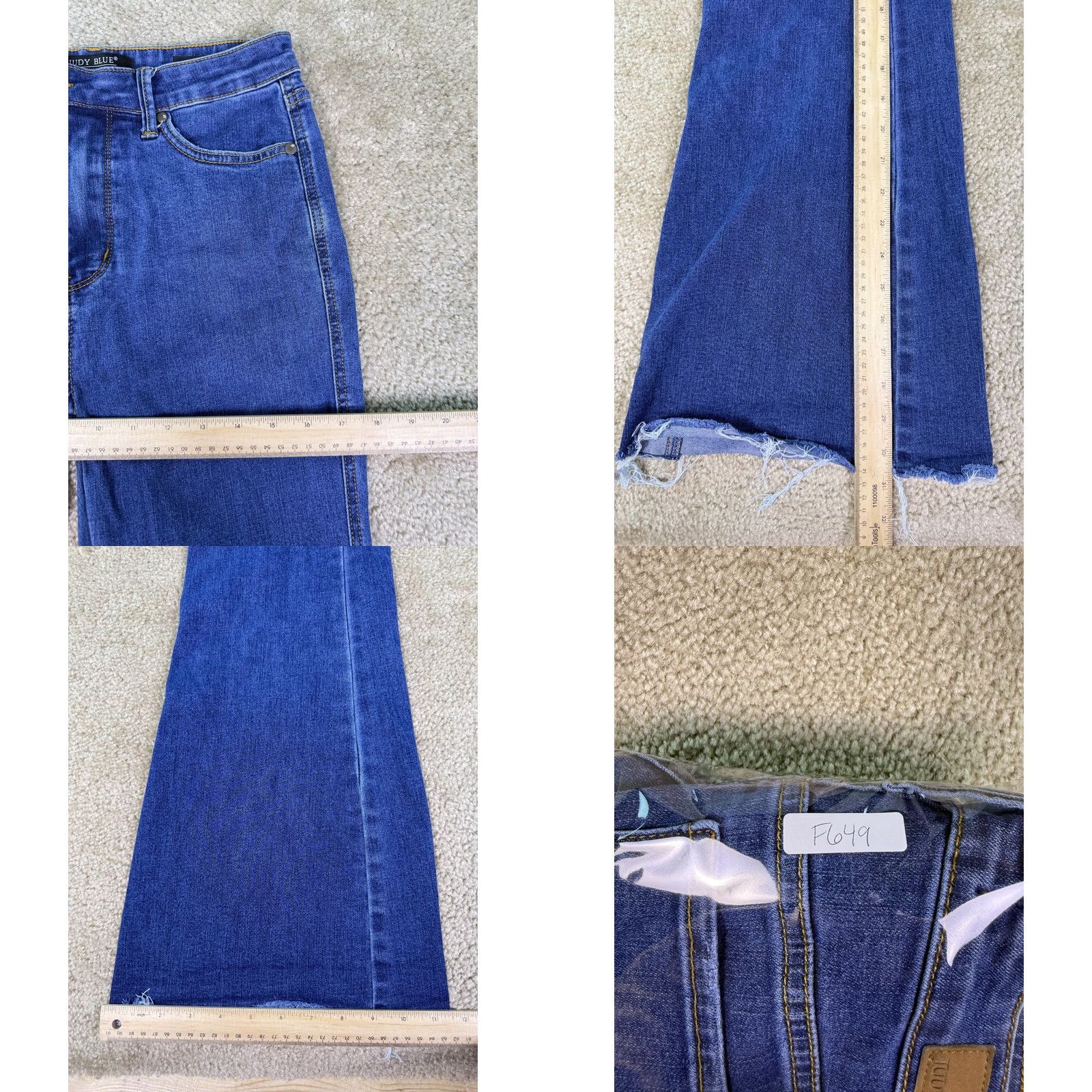 Vintage Judy Blue Jeans Womens Size 7/28 Flare Dark Wash High Rise Stretch Raw Hem F649 Size 28" / US 6 / IT 42 - 9 Thumbnail