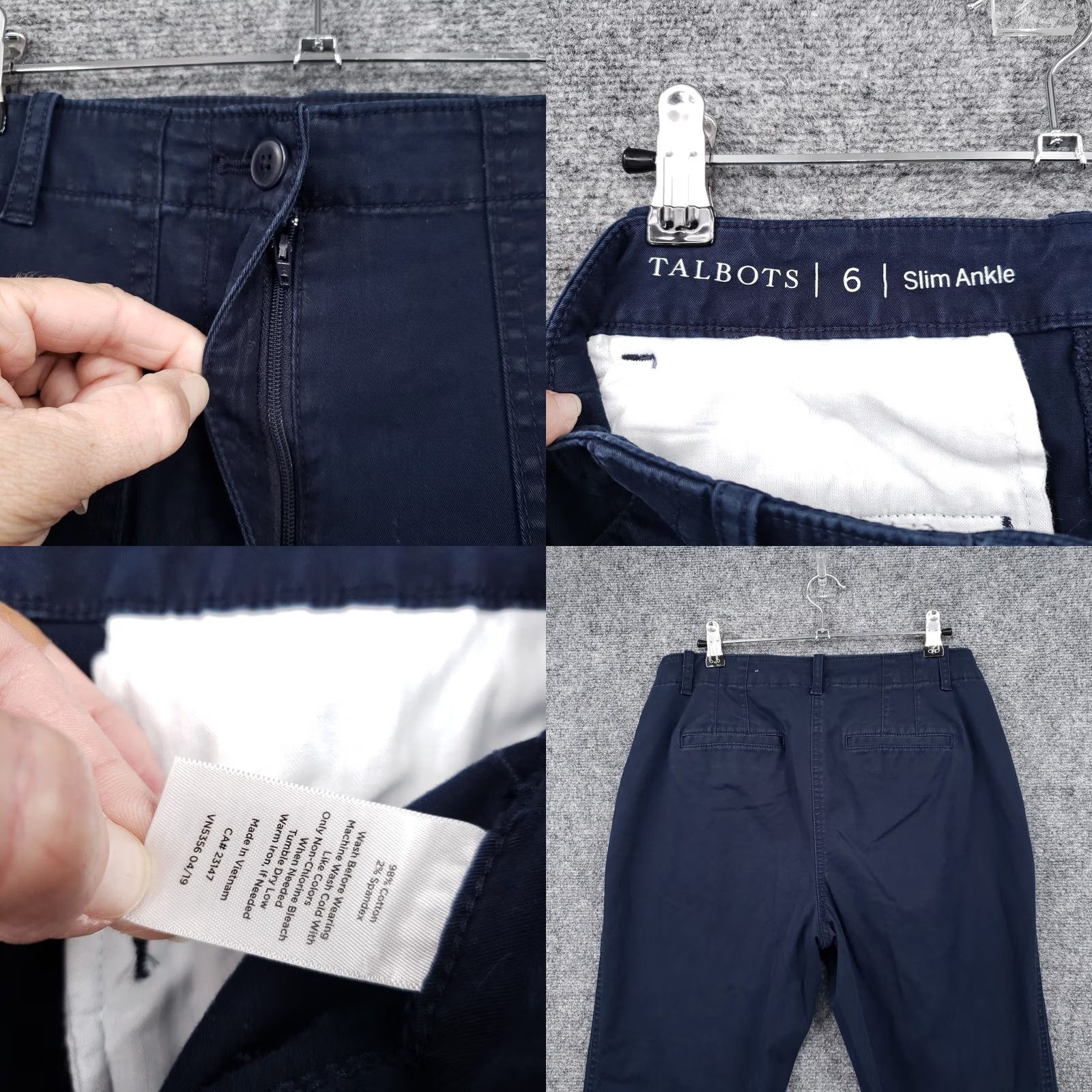 Talbots Talbots Pants Womens Blue Slim Fit Mid Rise Straight Leg Stretch Utility Ankle Size 6 Size 28" / US 6 / IT 42 - 7 Thumbnail
