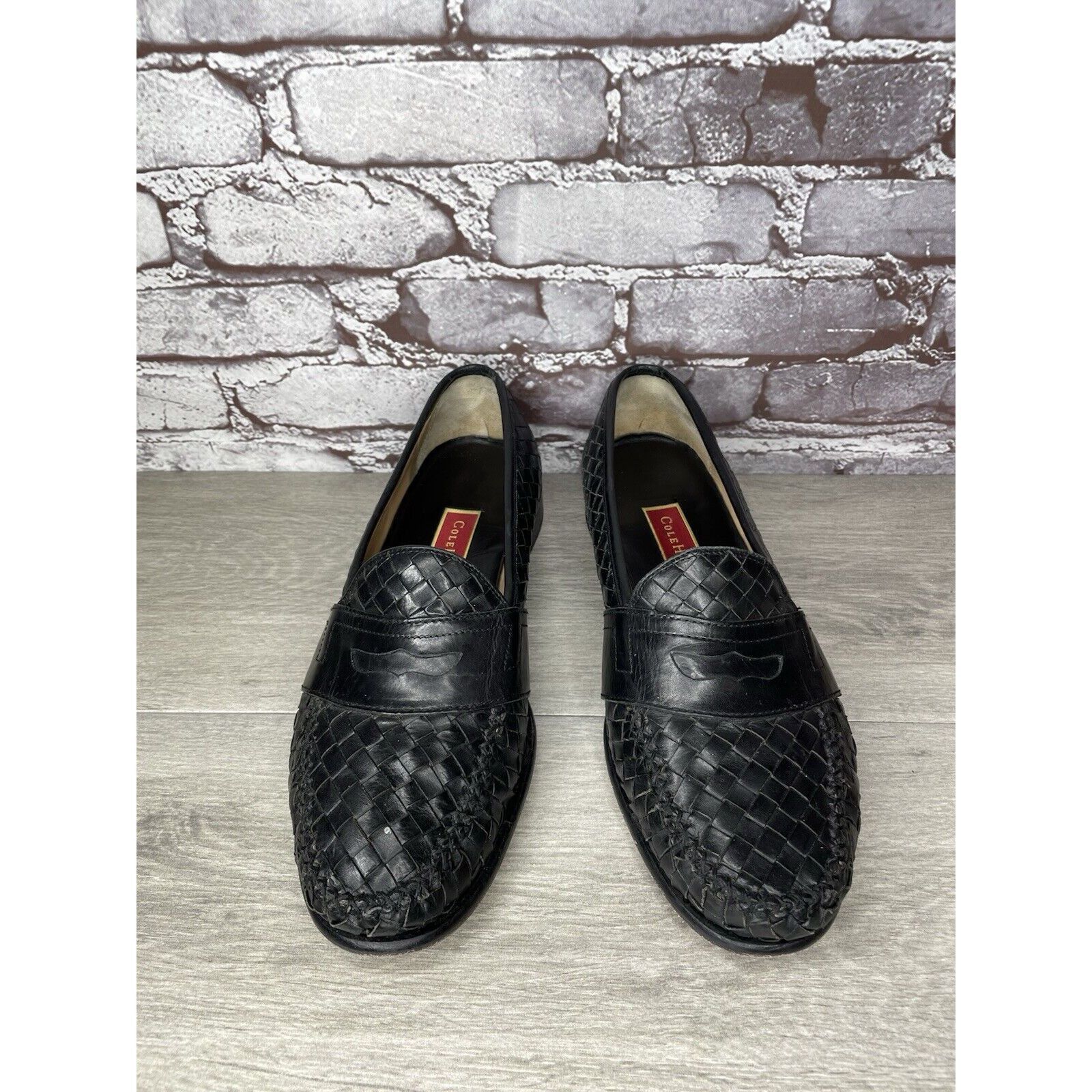 Cole Haan Cole Haan Black Leather Basket Weave Penny Loafers Dress Sho Size US 12 / EU 45 - 19 Thumbnail