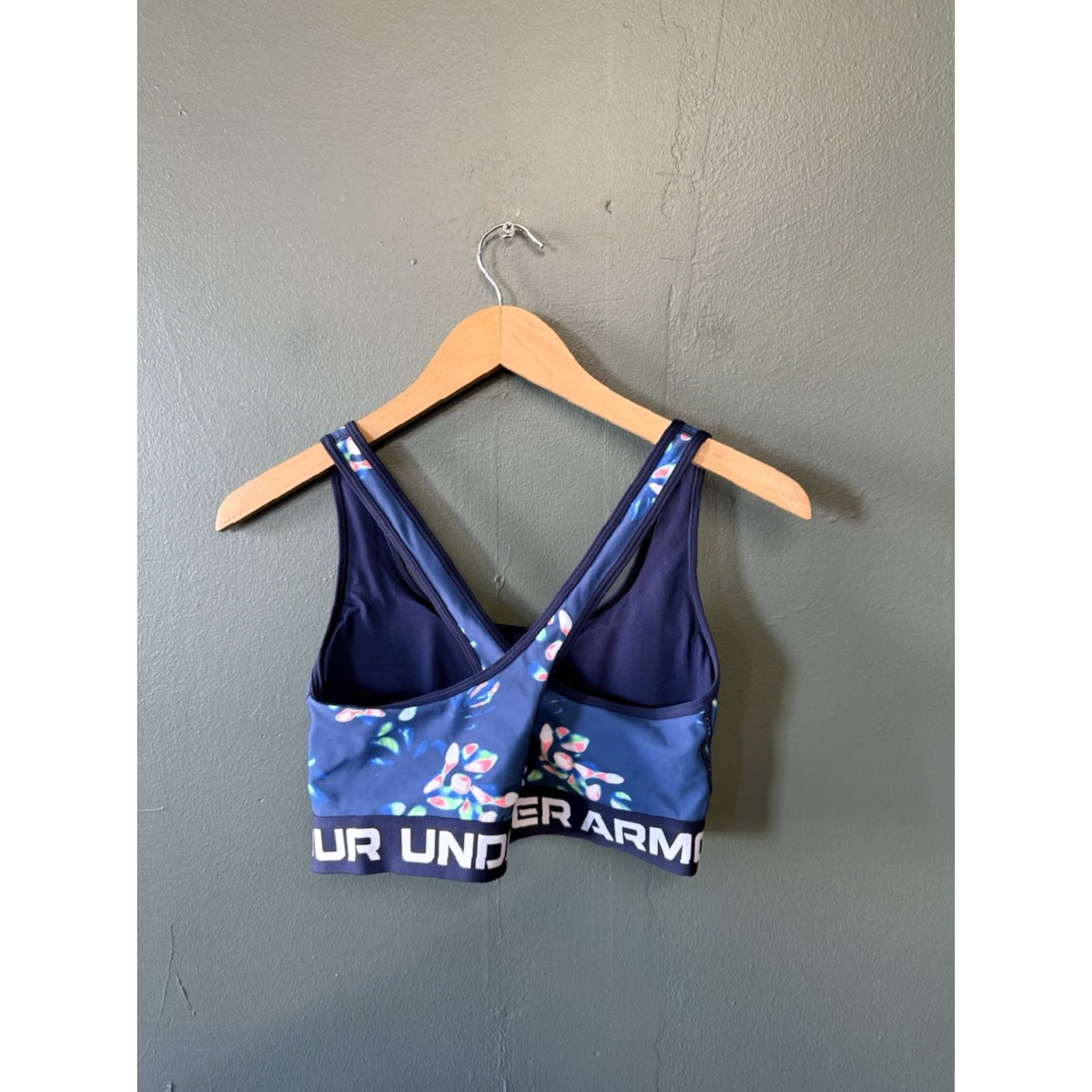 Under Armour Under Armour Womens Sports Bra Blue Floral Print Size L Size ONE SIZE - 2 Thumbnail