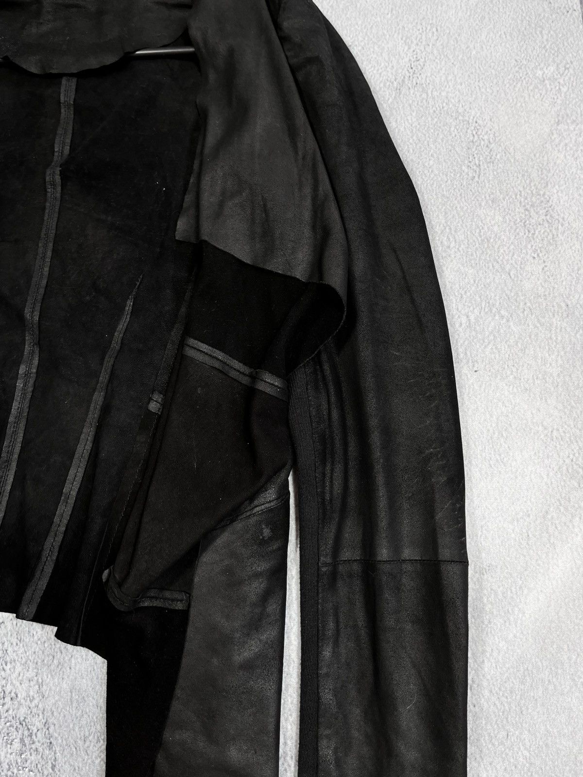 Vintage Vintage Yohji style asymmetric leather avant garde jacket Size M / US 6-8 / IT 42-44 - 7 Thumbnail