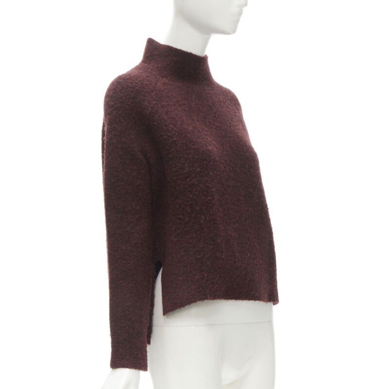 Theory THEORY dark red wool blend fuzzy stand collar step hem sweater XS Size XS / US 0-2 / IT 36-38 - 1 Thumbnail