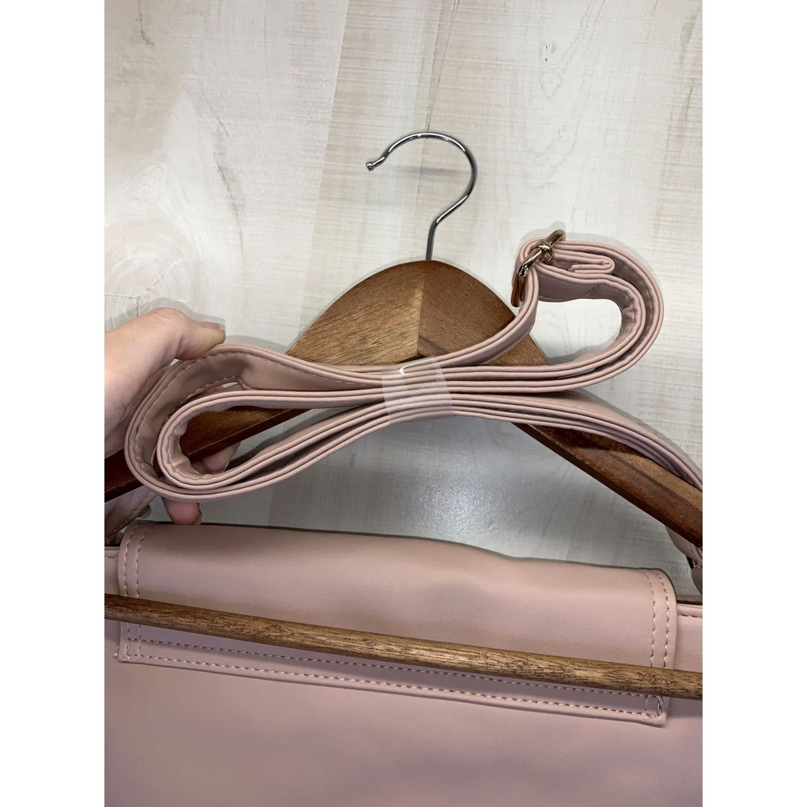Vintage Womens Faux Leather Blush Pink Purse Satchel Bag Shoulder Bag-6209 Size ONE SIZE - 7 Thumbnail