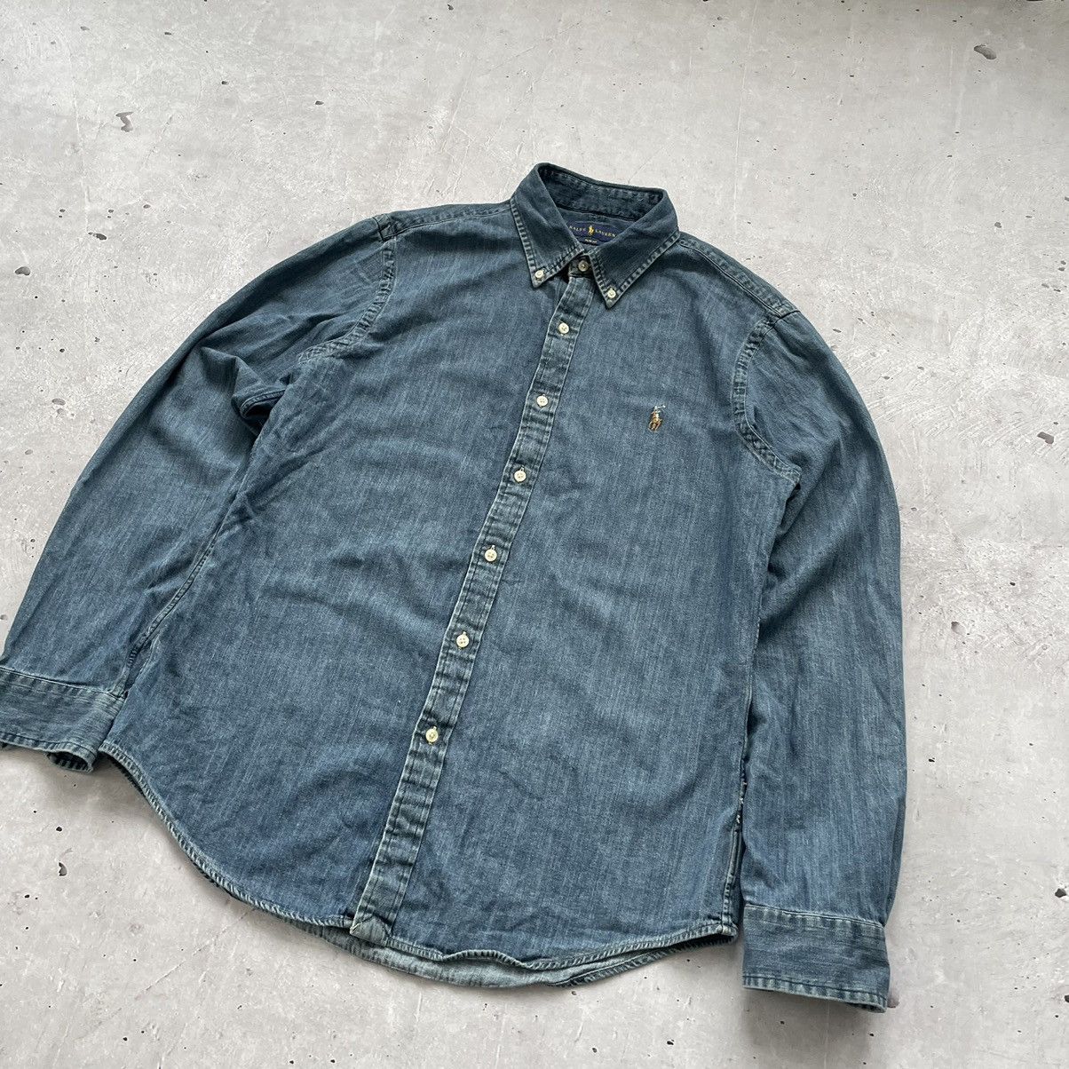 Polo Ralph Lauren × Vintage 🔥Rare🔥Polo Ralph Lauren Blue denim shirt Size US L / EU 52-54 / 3 - 2 Thumbnail