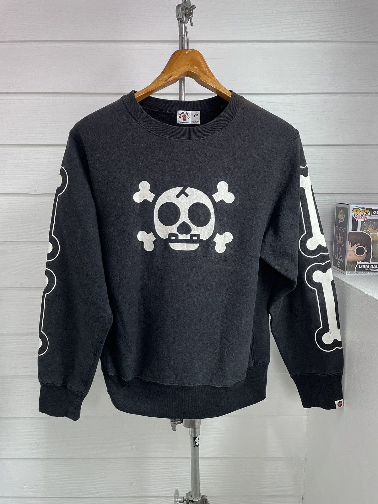 image of Bape x Nigo Baby Milo Bones Crewneck in Black, Men's (Size XS)