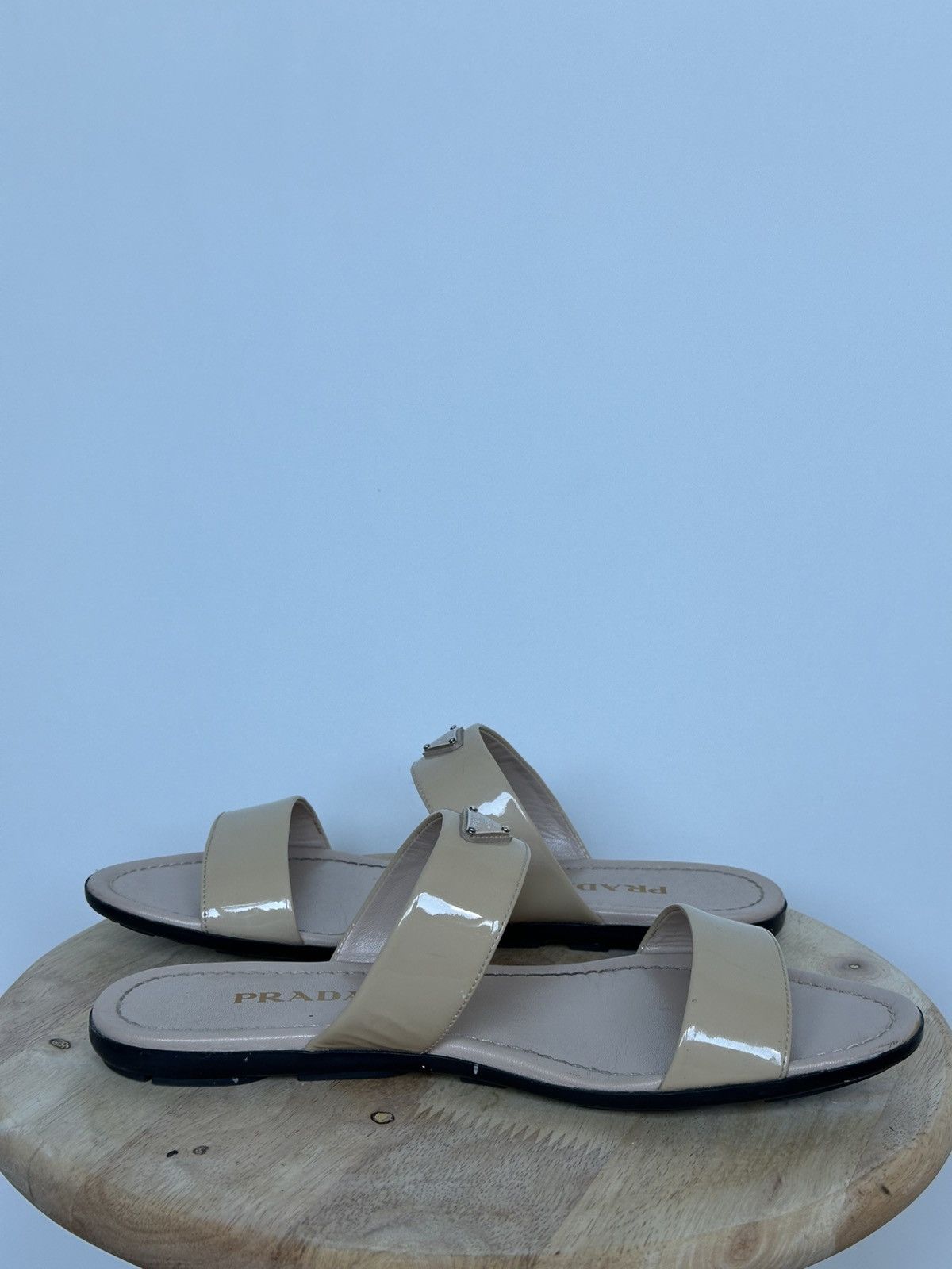 Designer × Prada Prada patent leather sandals metal logo Size US 9 / IT 39 - 13 Thumbnail