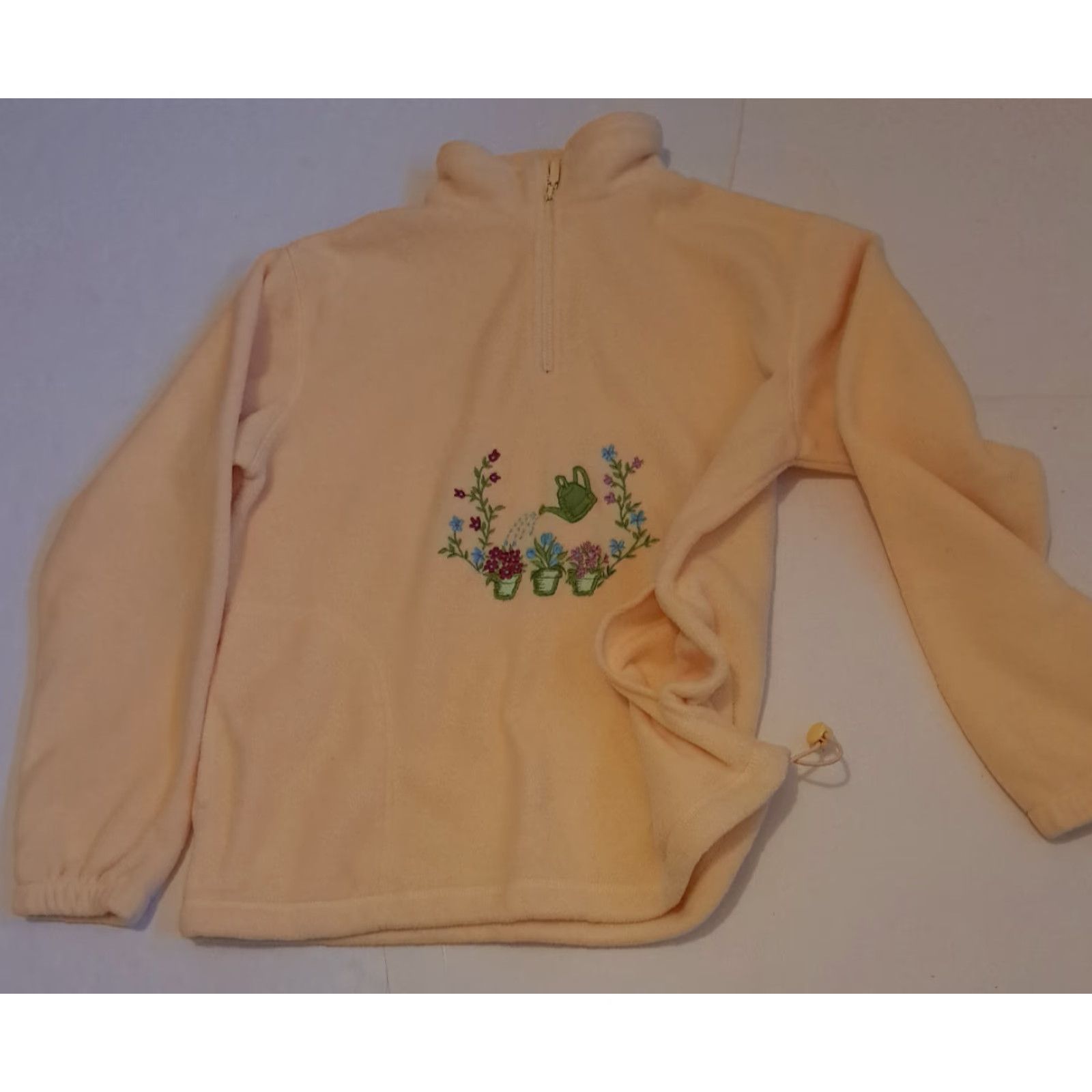 Northern Reflections VINTAGE Northern Reflections Flower Fleece 1/4 Zip Pullover Women's Medium Spring Yellow 24in Pit to Pit 24in Long Activewear Size M / US 6-8 / IT 42-44 - 4 Thumbnail